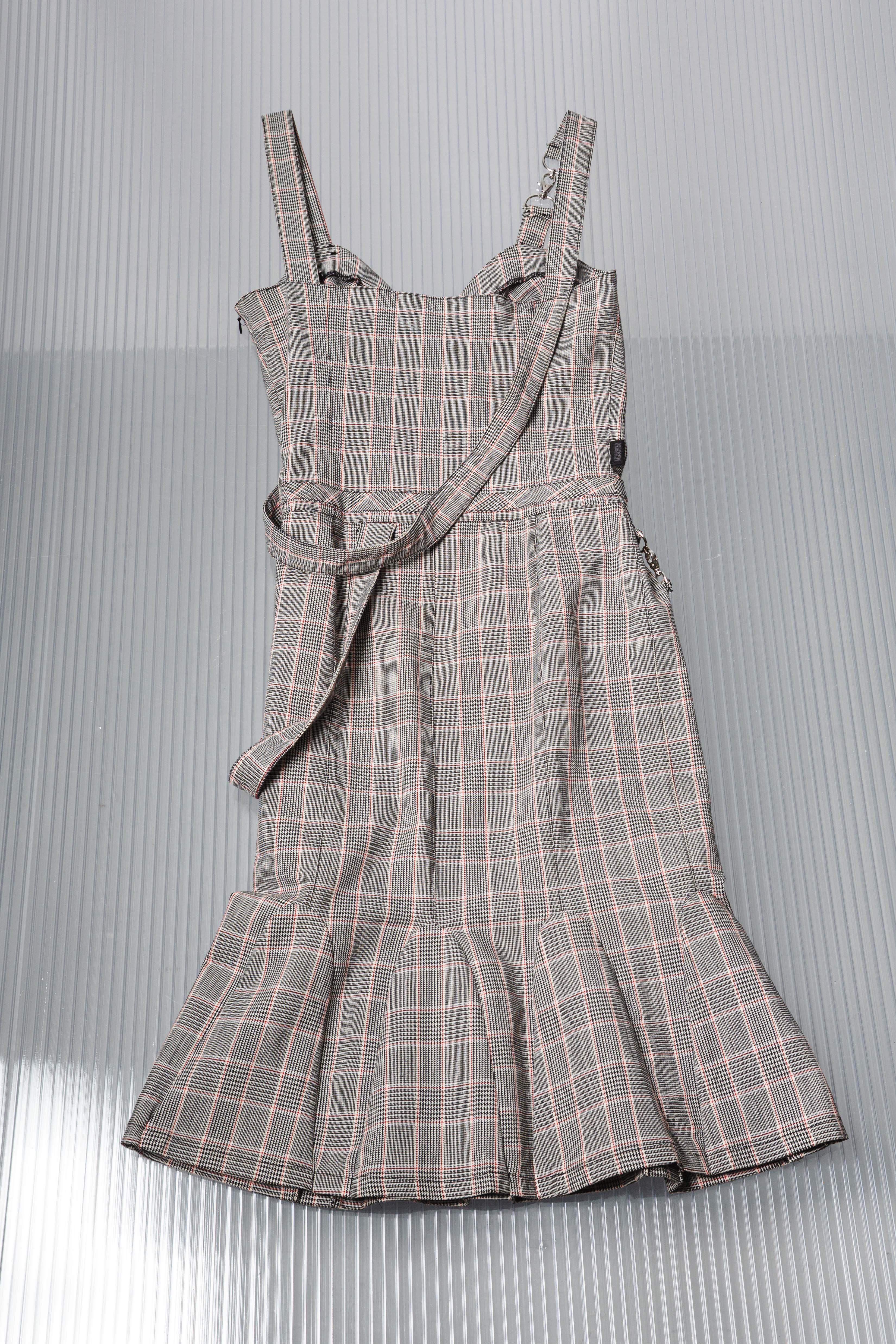 MOSCHINO PLAID UTILLITY MIDI DRESS