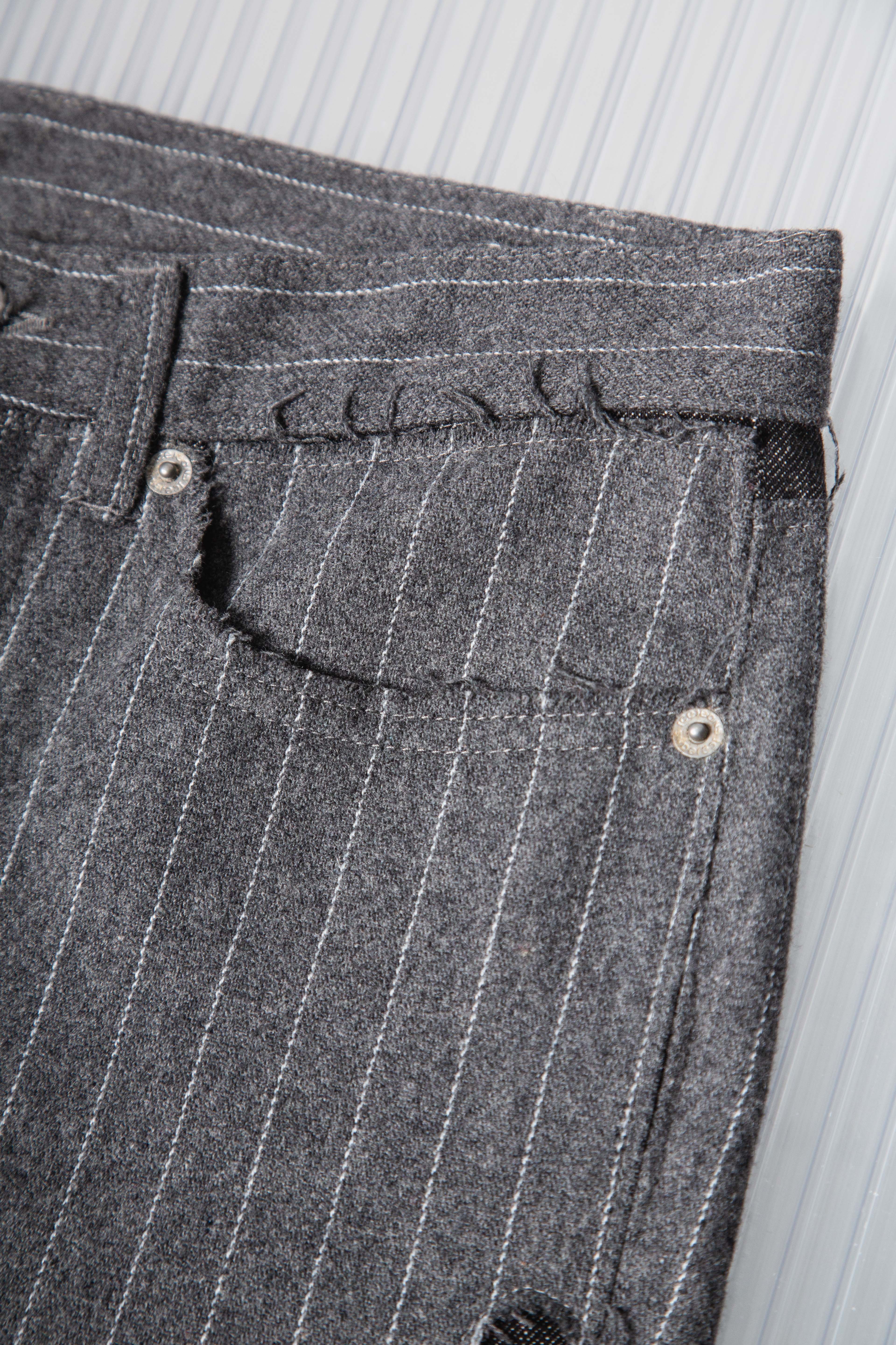 ICEBERG PATCHWORK STRIPED WOOL PANTS