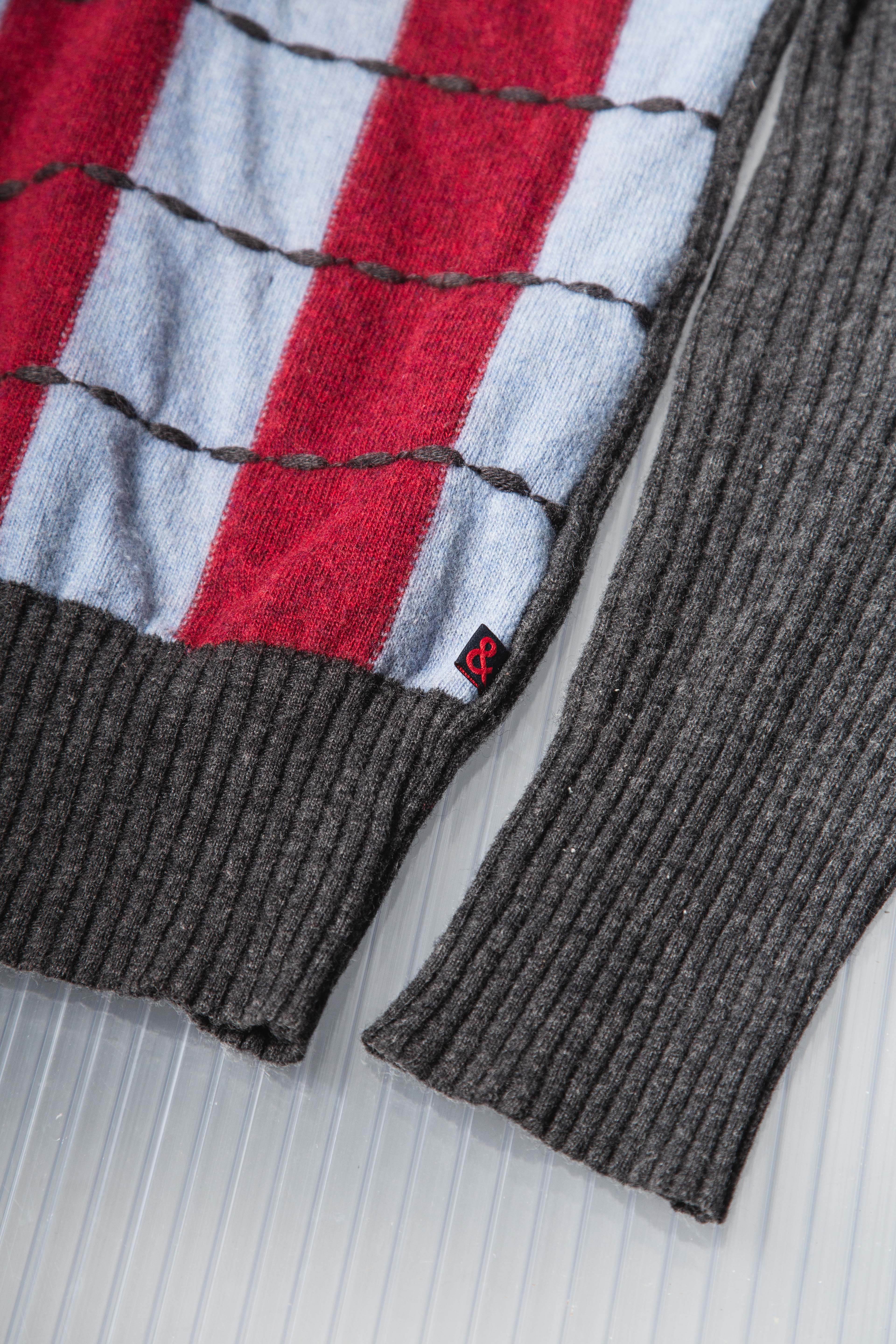 DOLCE & GABBANA PLAID TRICOLOR WOOL SWEATER