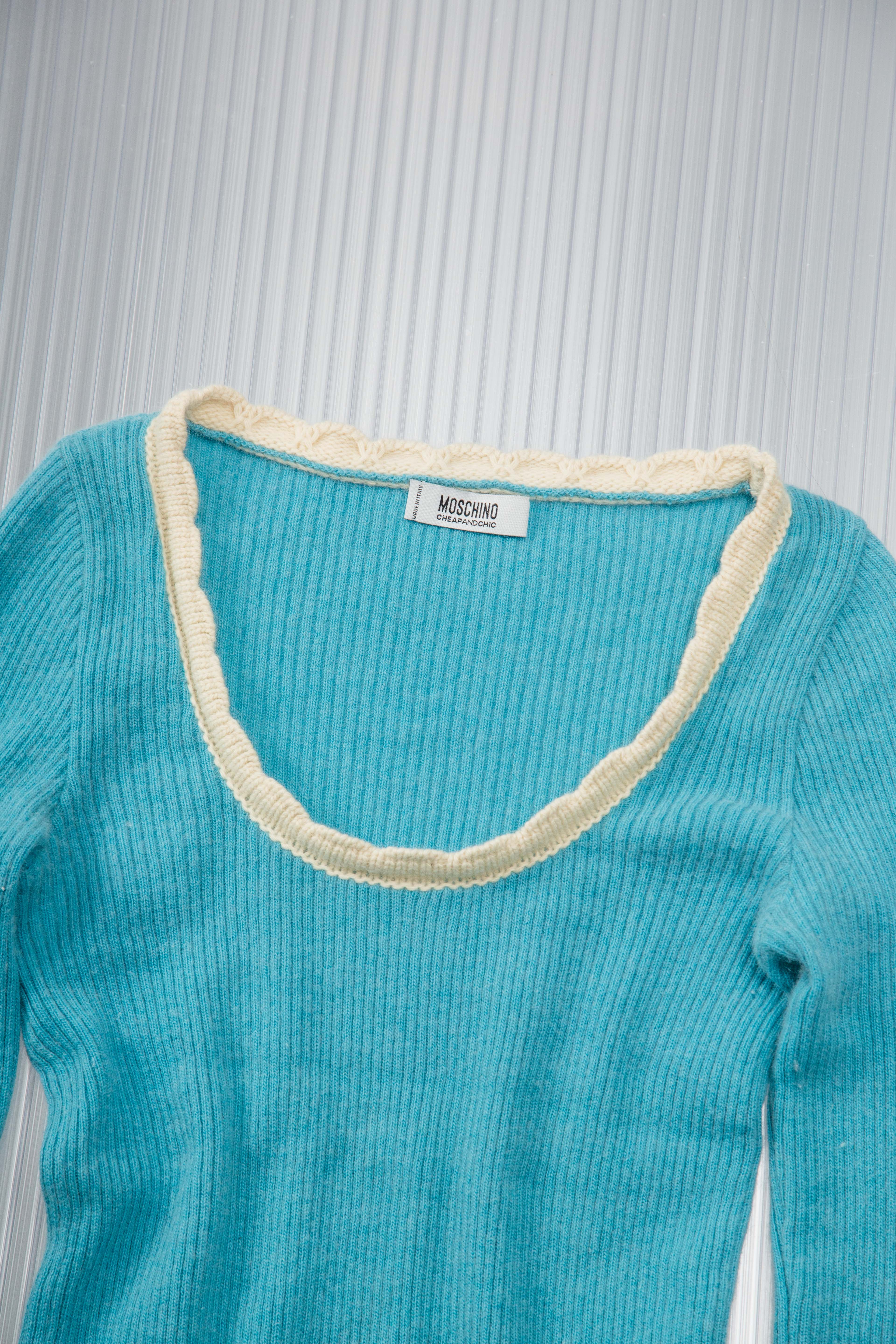BLUEISH WOOL RIBBED SWEATER
