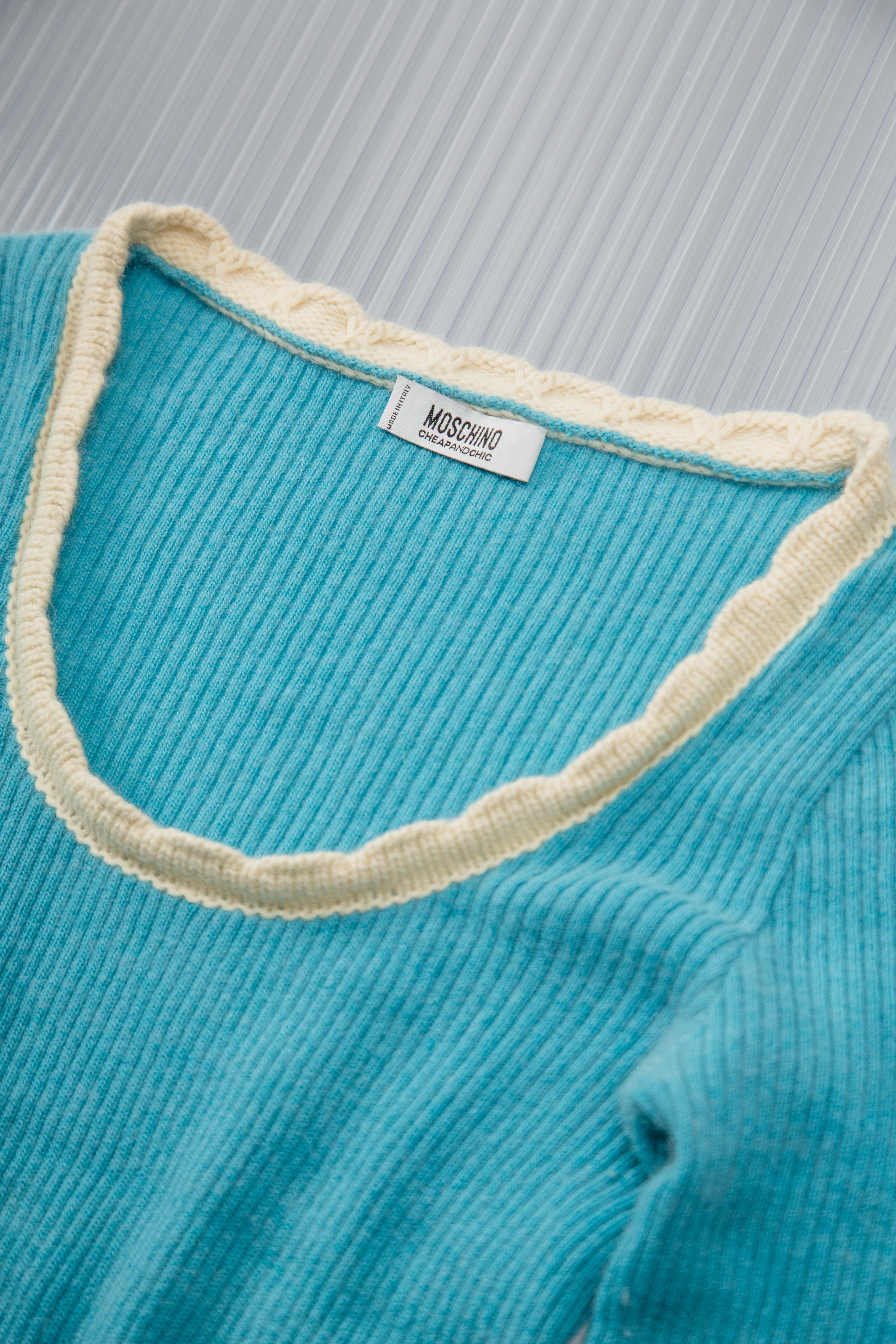 BLUEISH WOOL RIBBED SWEATER