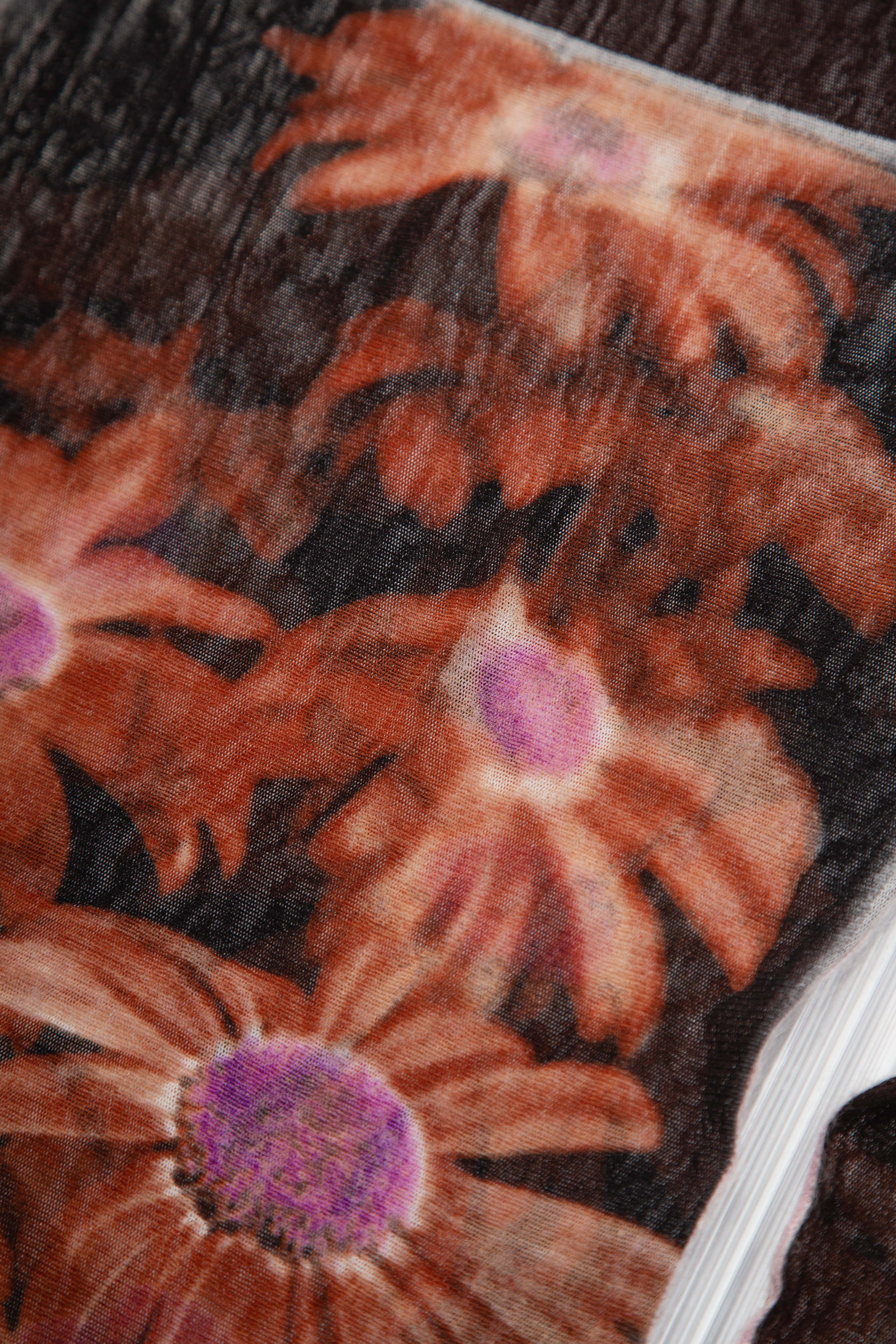 JEAN PAUL GUALTIER 90'S TRICOLOR FLORAL MESH LONG TOP