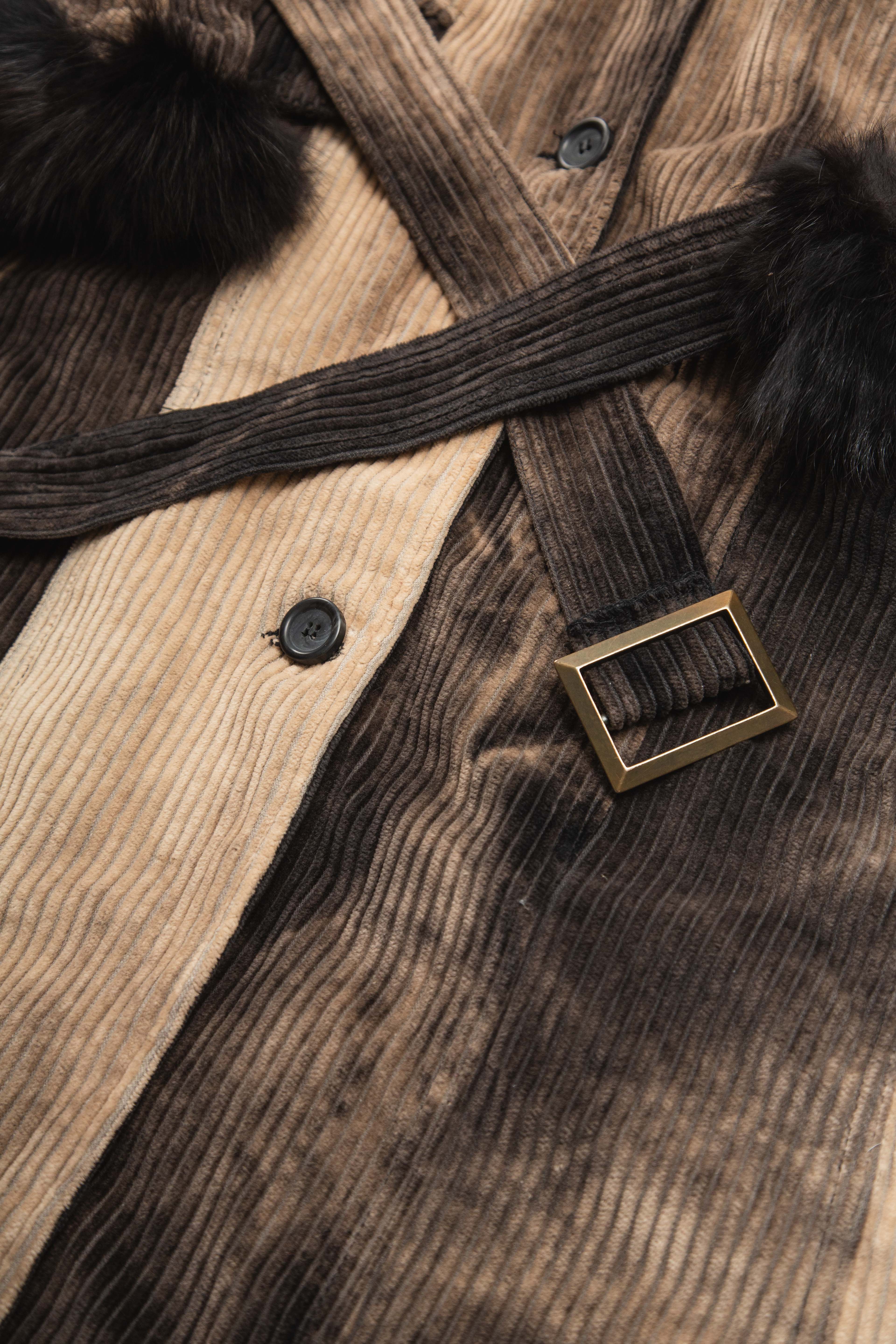 DYED CORDUROY TRENCH FUR JACKET