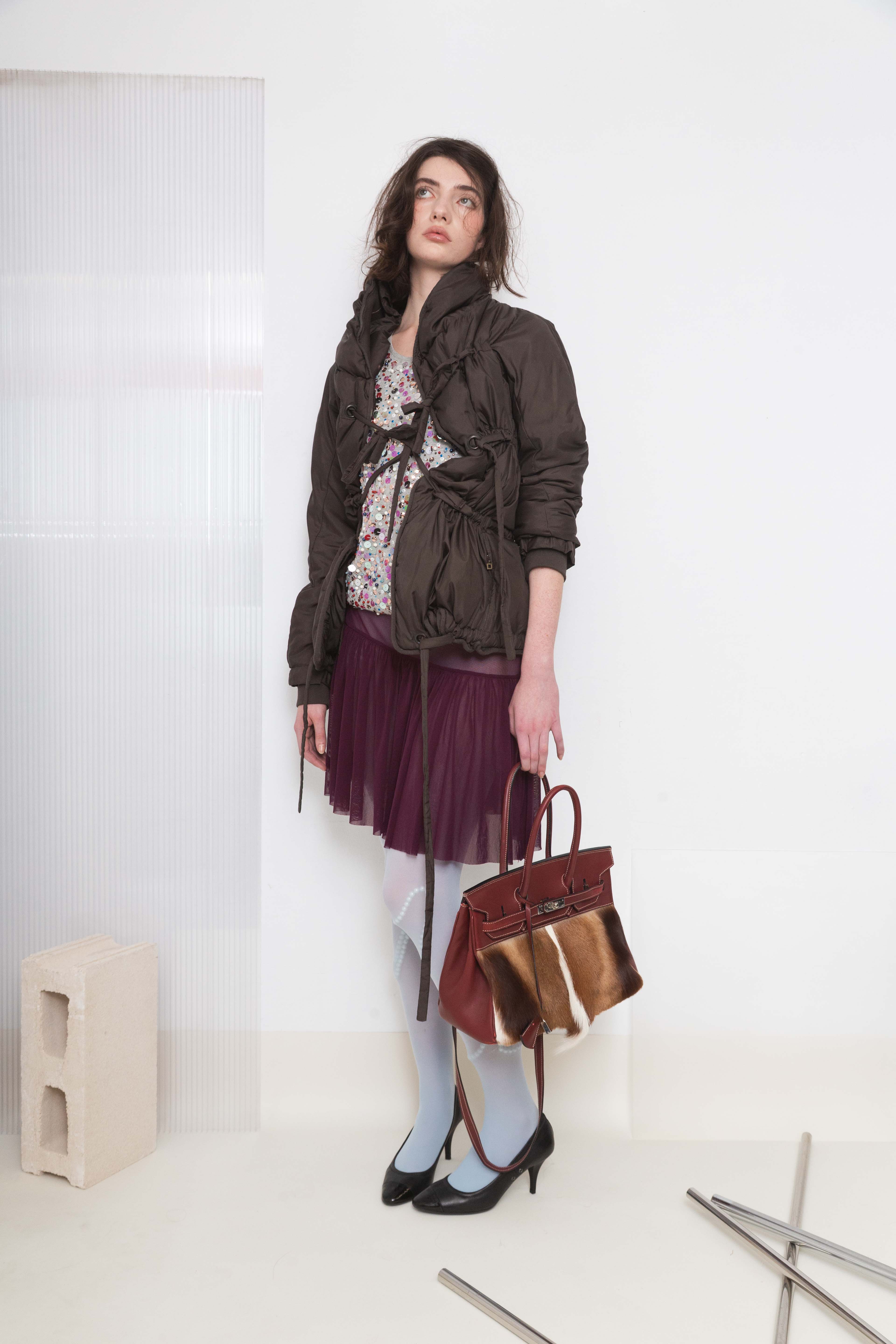 MFG BROWN RUCHED DOWN JACKET