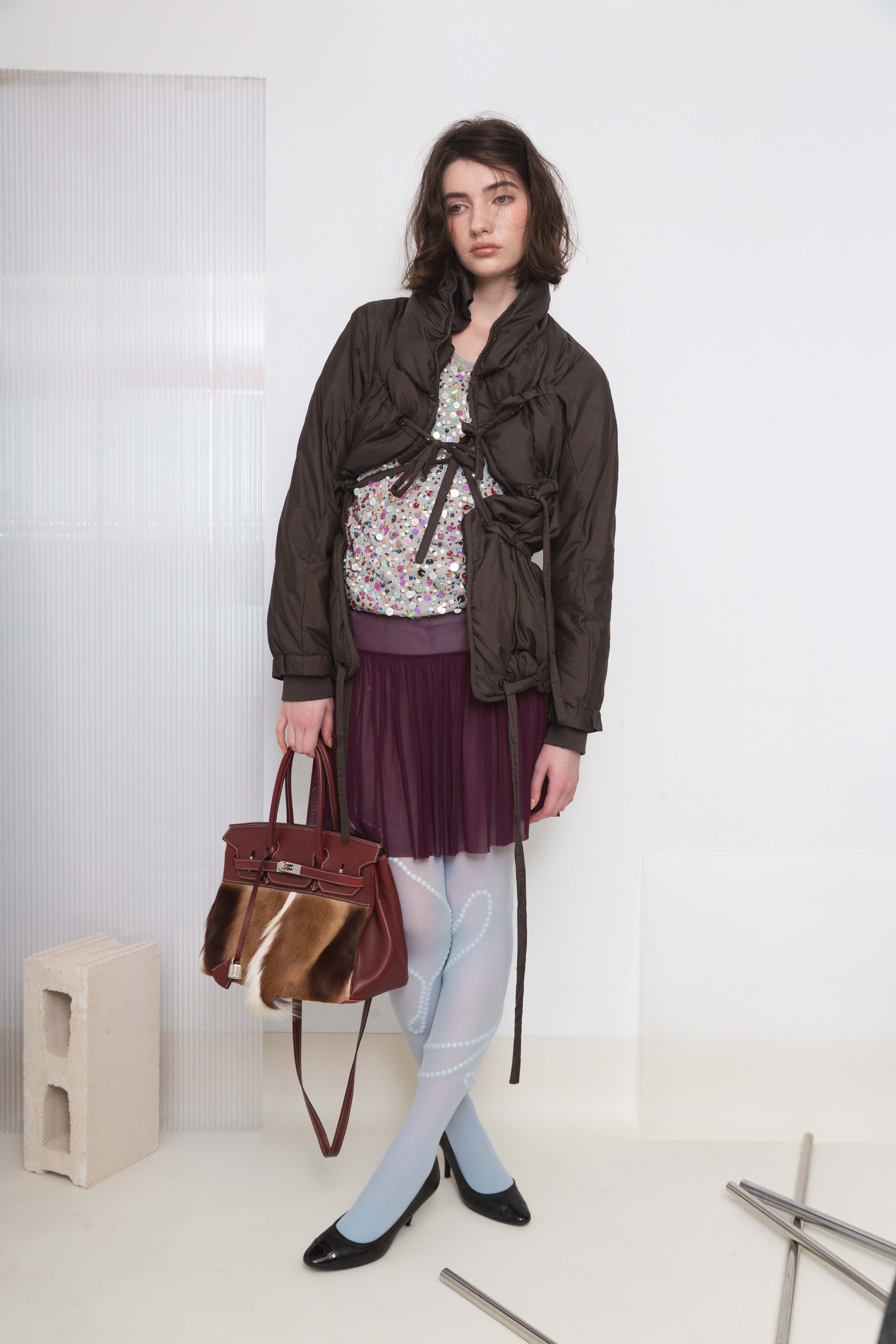 MFG BROWN RUCHED DOWN JACKET