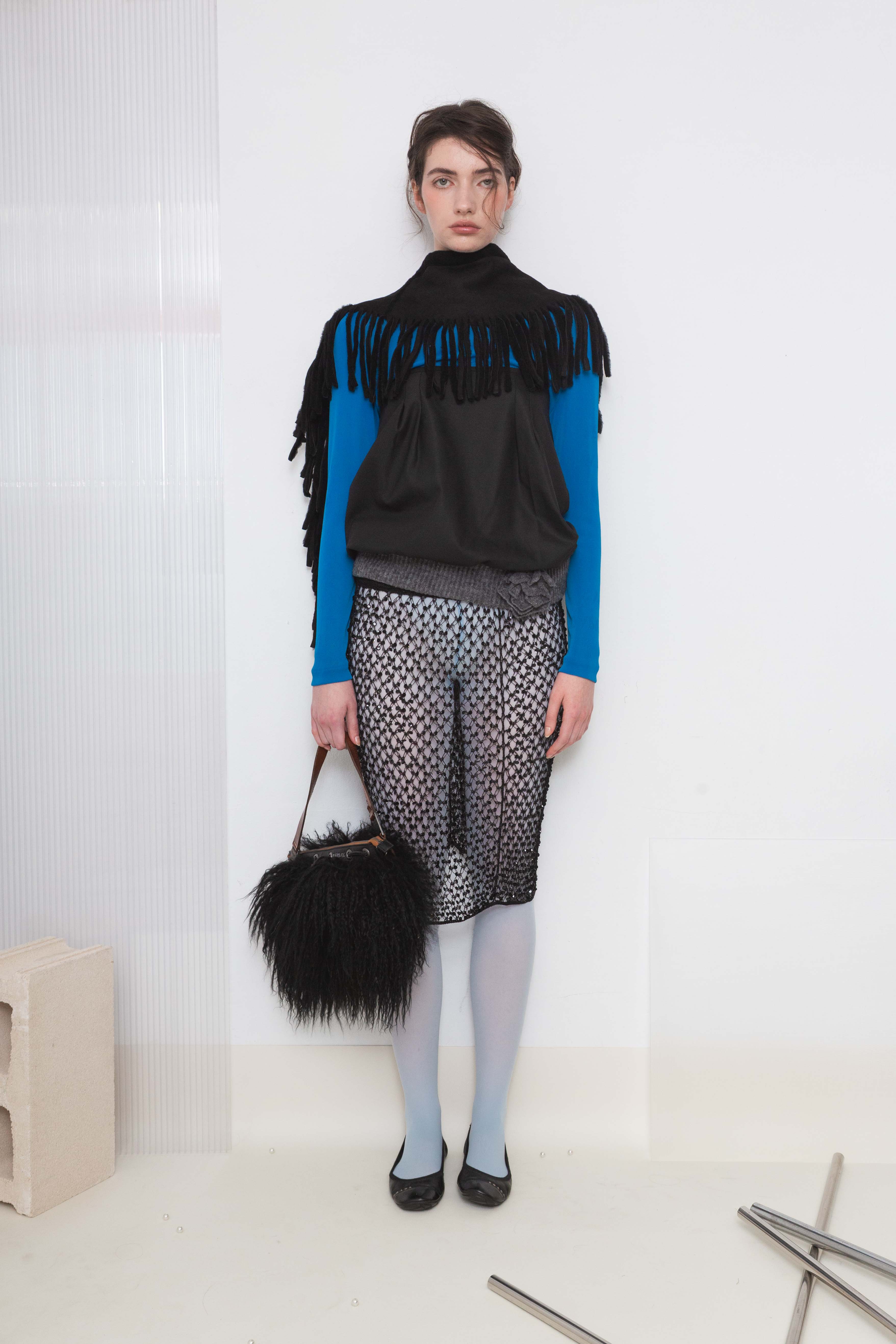 RIBBED KNIT FLOWER MINI SKIRT