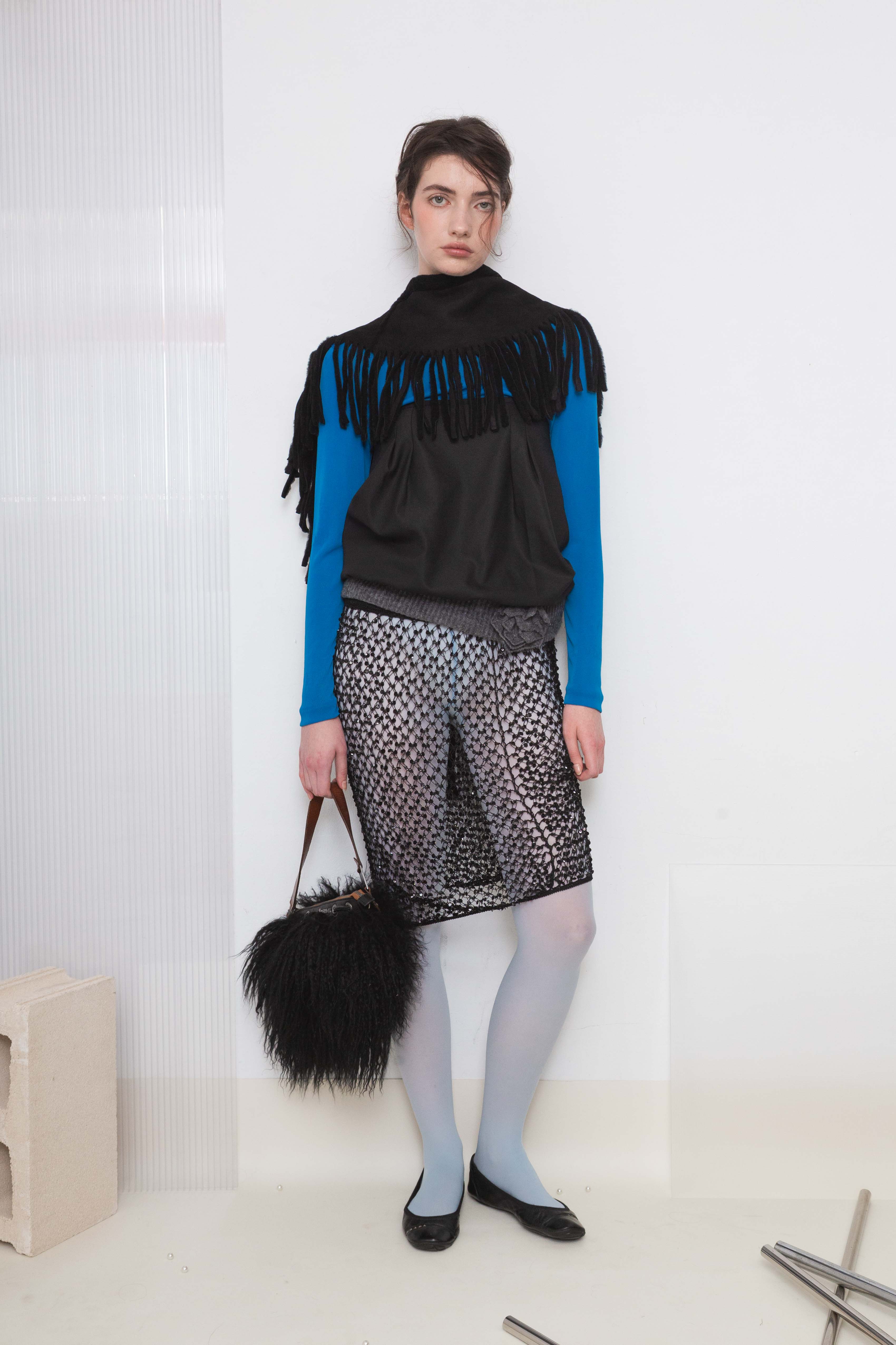 VERSACE BLUE LOGO CUT-OUT TOP