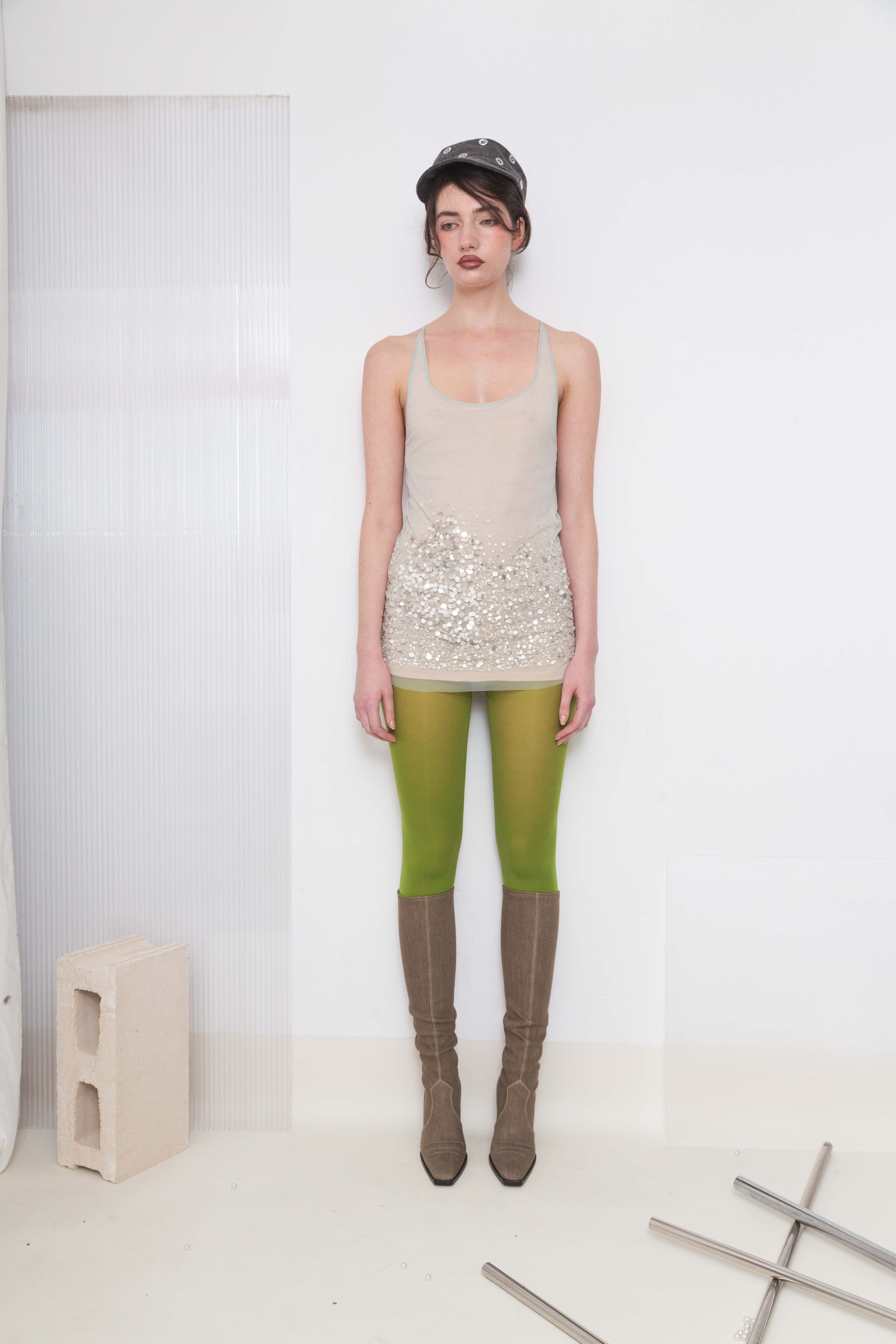 SEQUINED MESH LAYERED TOP