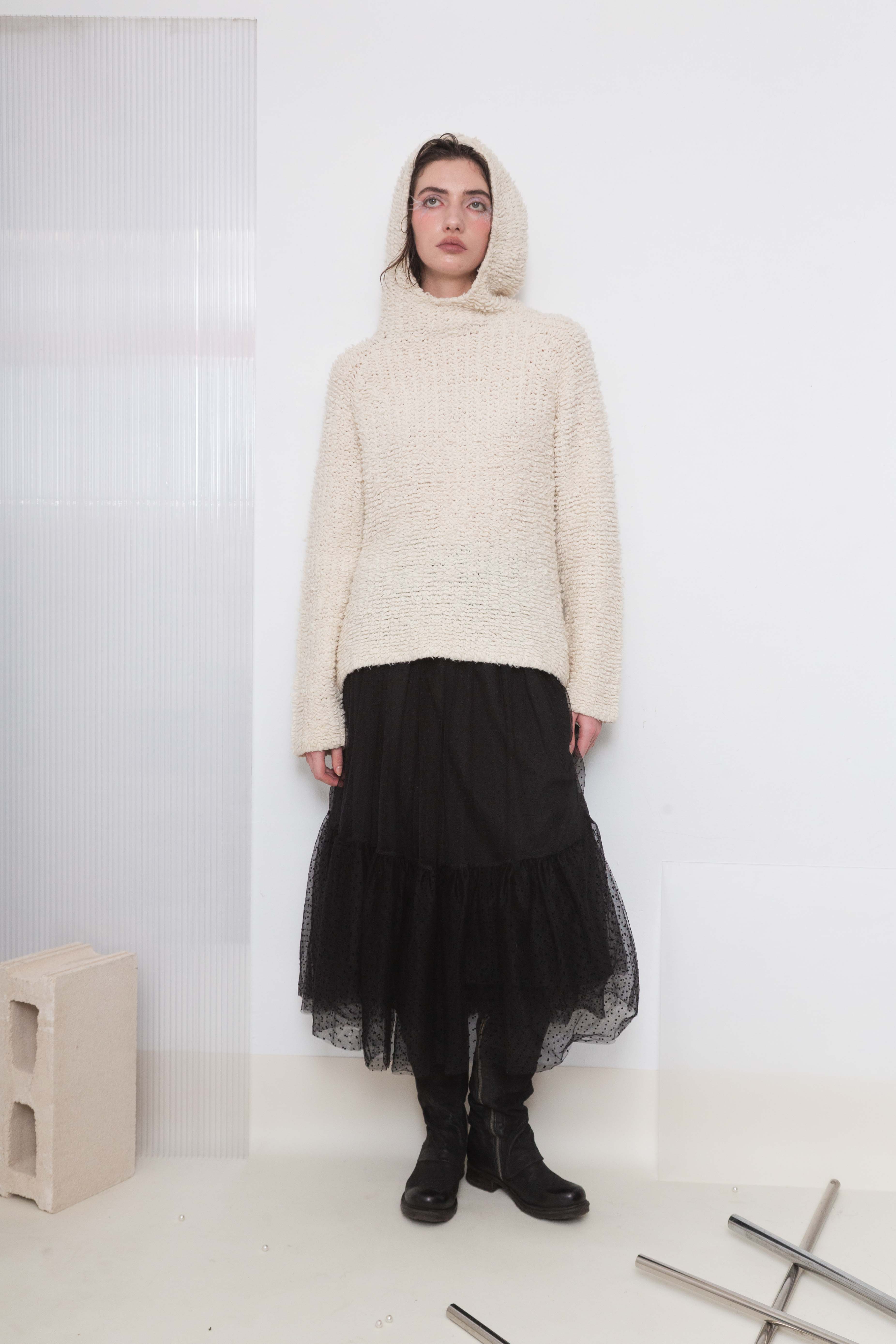 CHRISTIAN DIOR DOTS TULLE MESH MAXI SKIRT