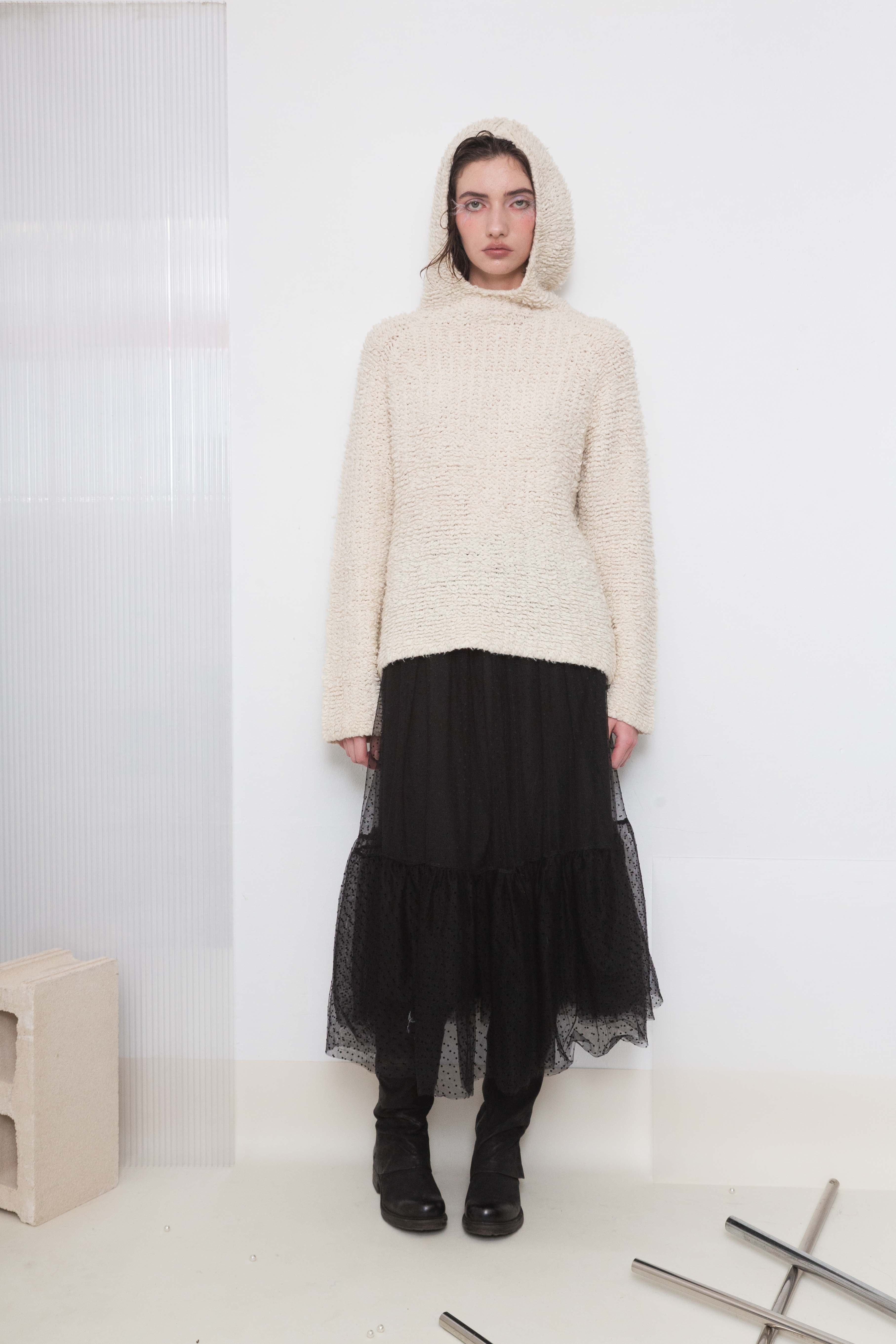 CHRISTIAN DIOR DOTS TULLE MESH MAXI SKIRT