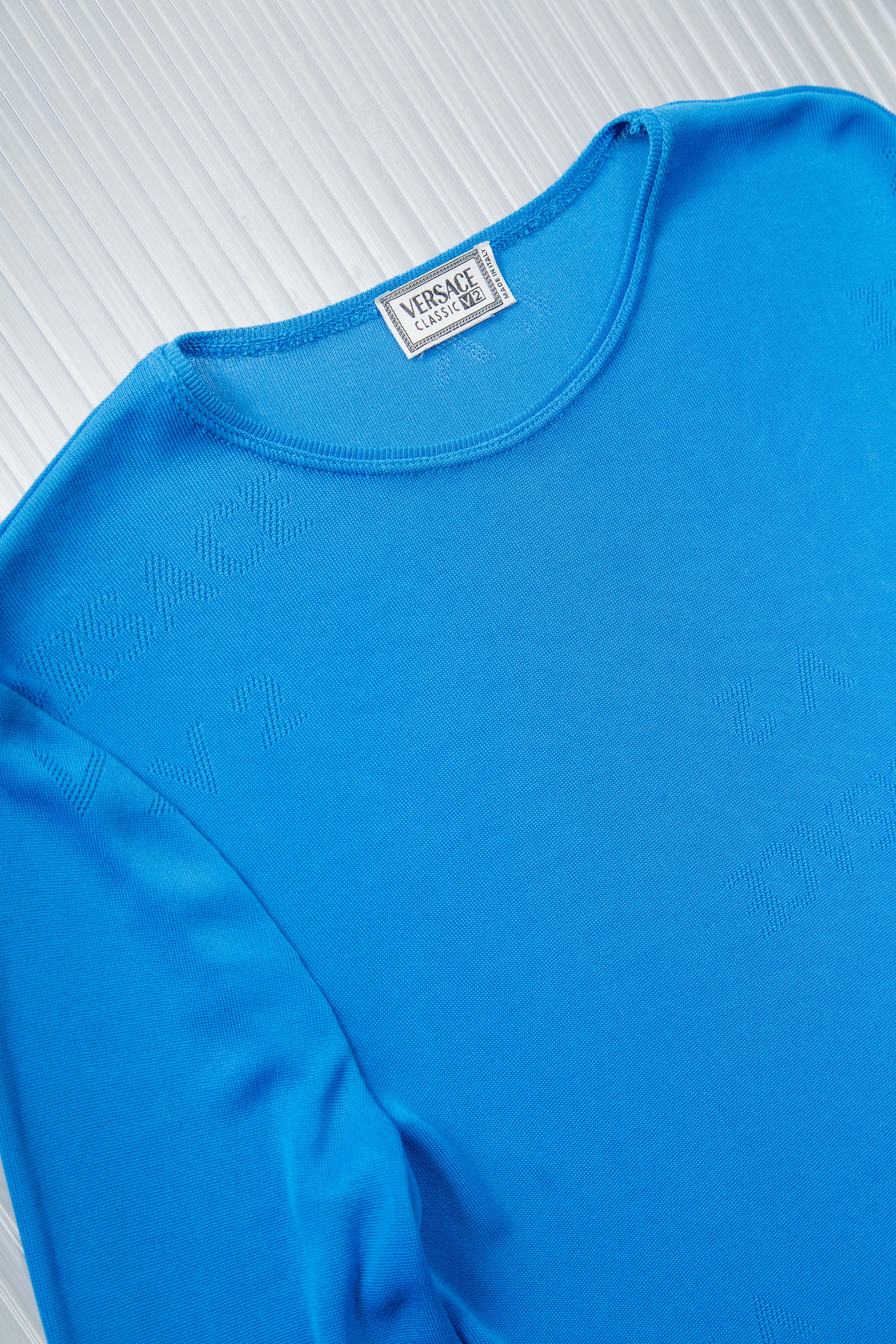 VERSACE BLUE LOGO CUT-OUT TOP
