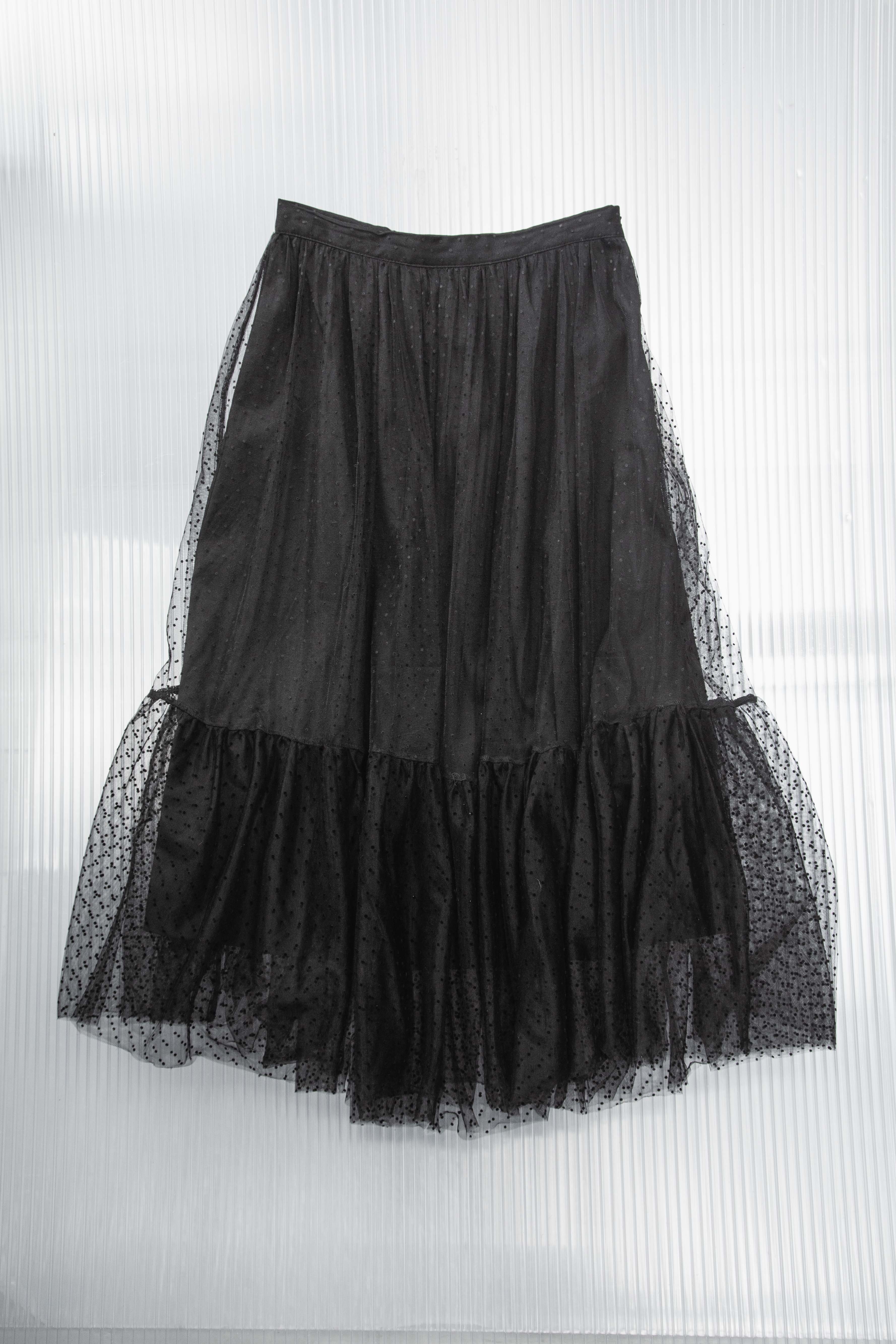 CHRISTIAN DIOR DOTS TULLE MESH MAXI SKIRT