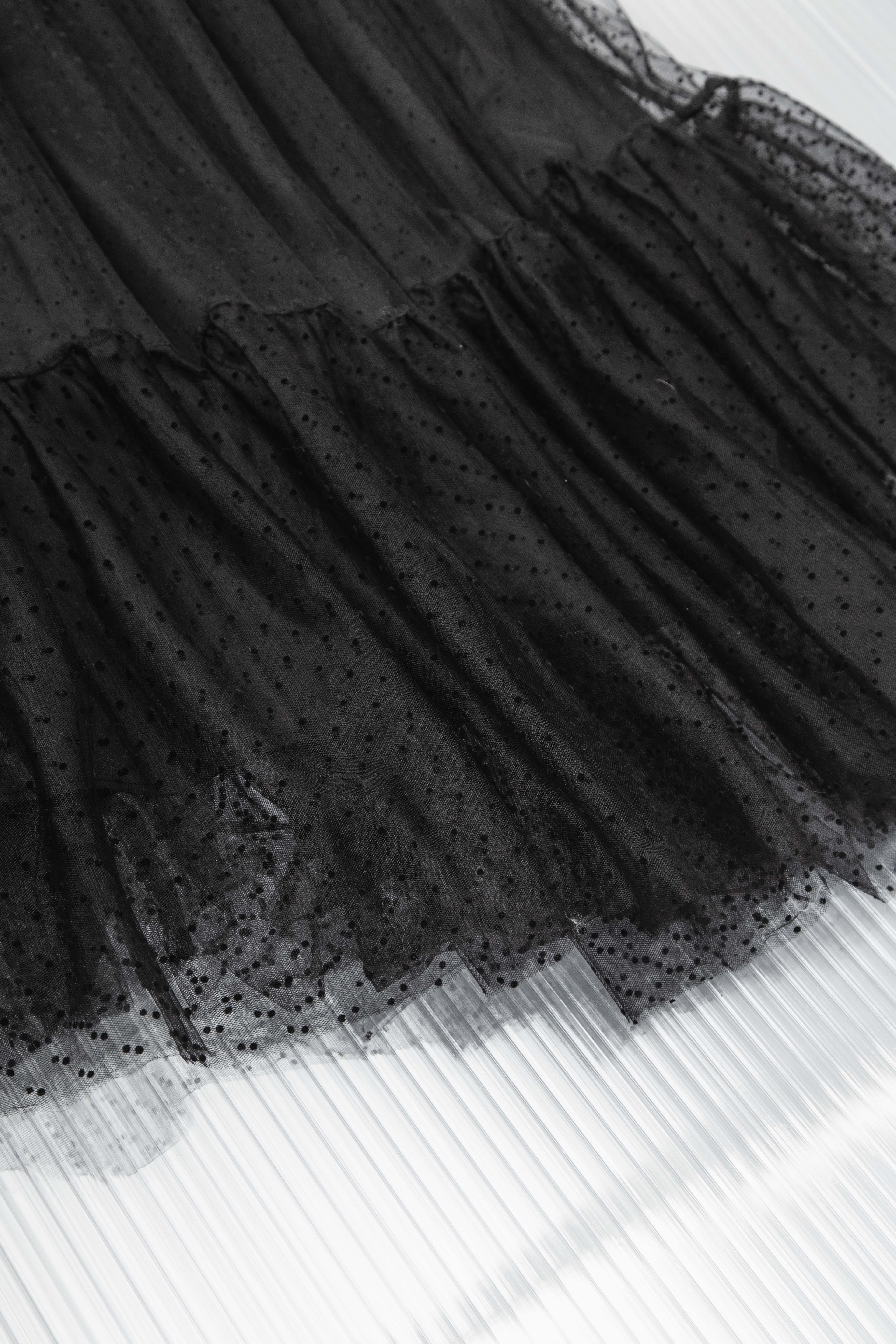 CHRISTIAN DIOR DOTS TULLE MESH MAXI SKIRT
