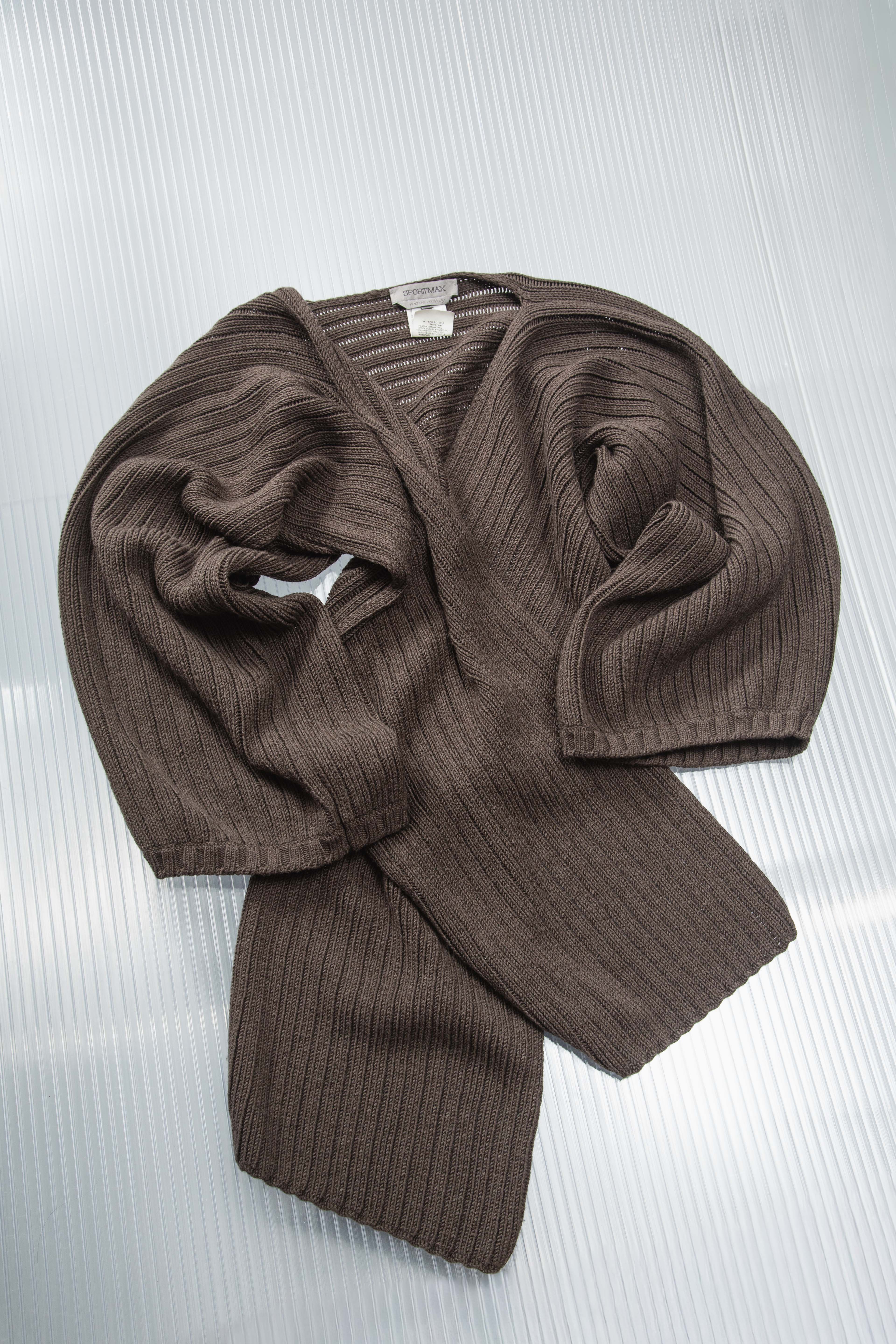 MAX MARA BROWN KNIT SCARF BOLERO