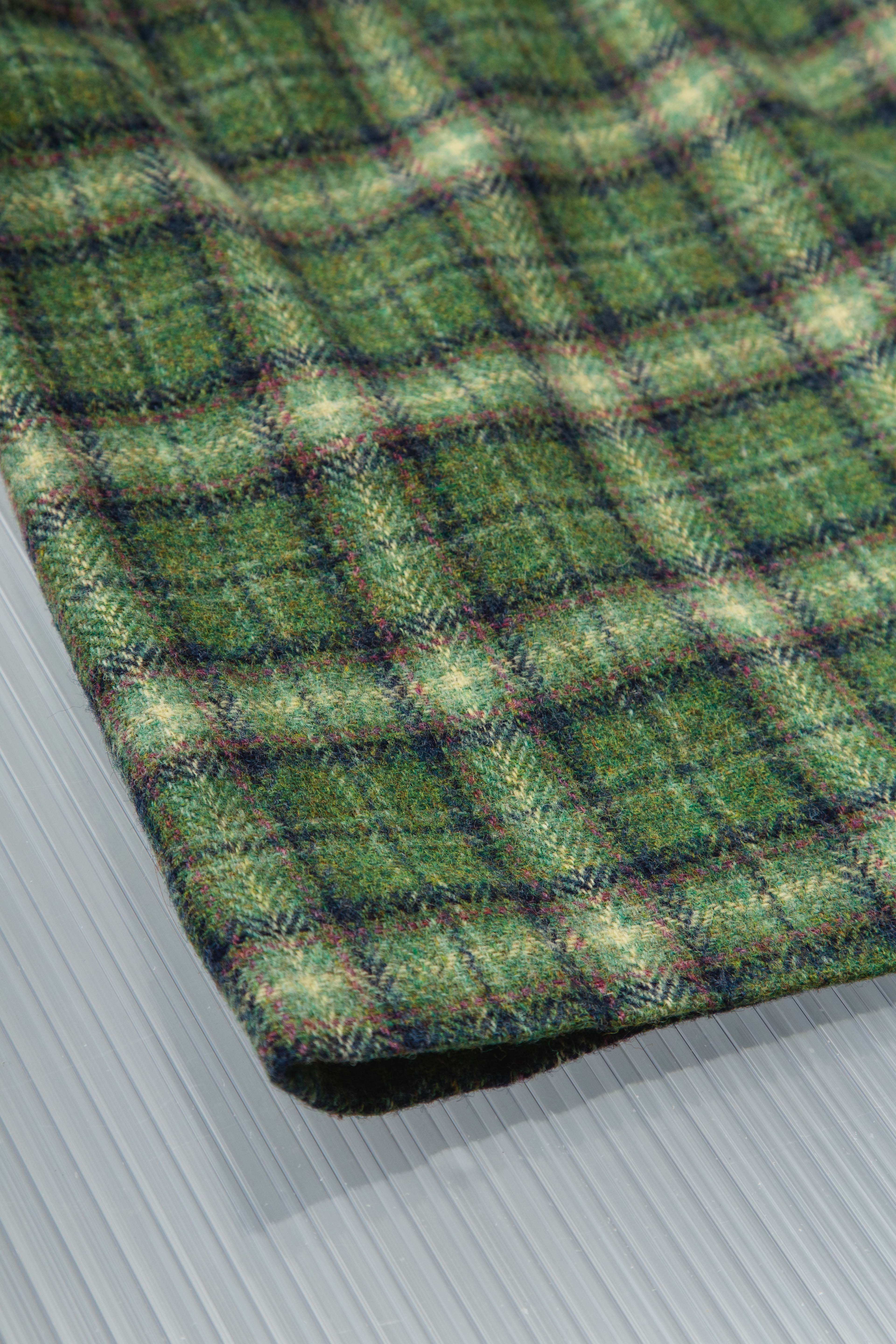 GREEN WOOL PLAID MINI SKIRT