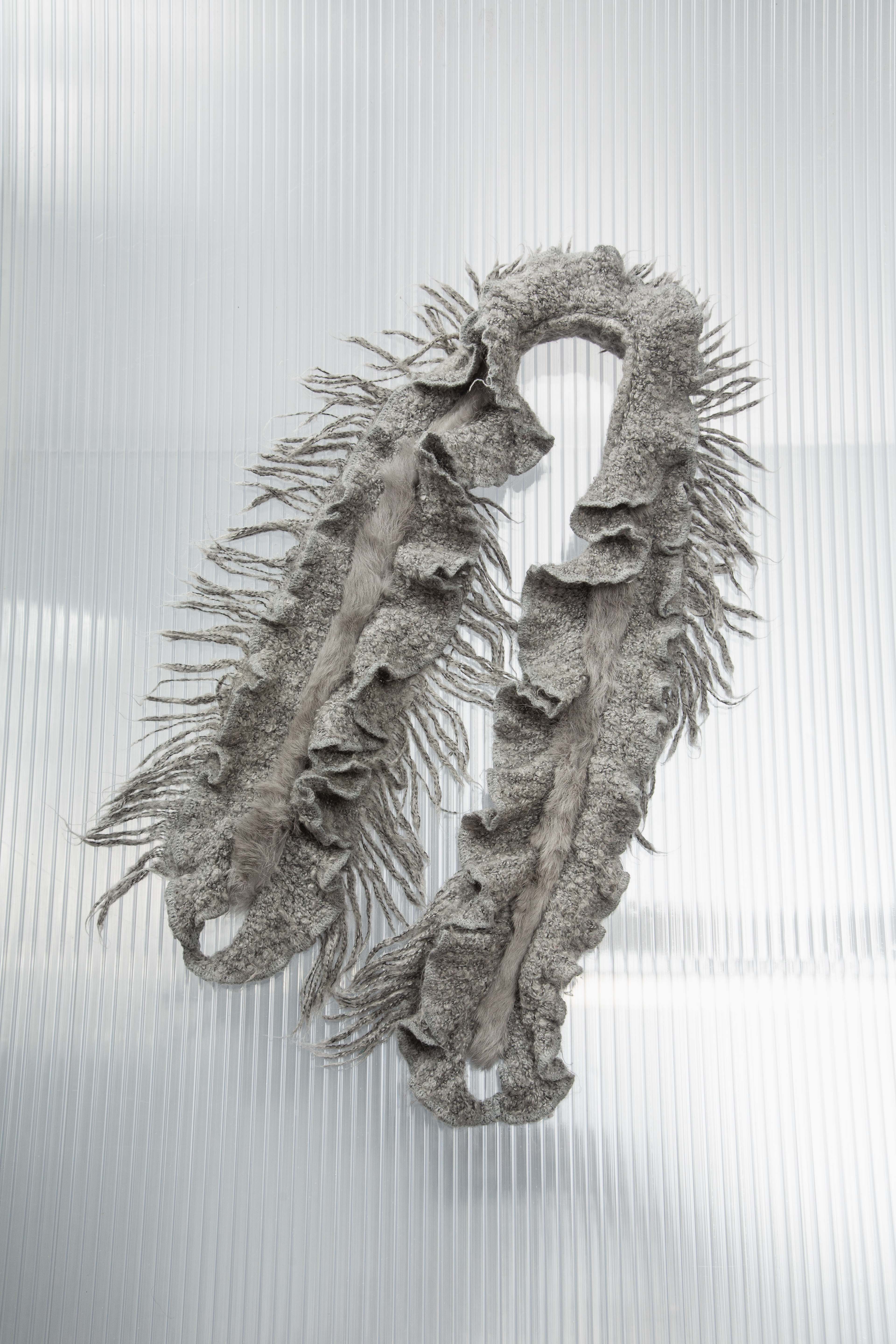 GREY RUFFLES FUR SCARF