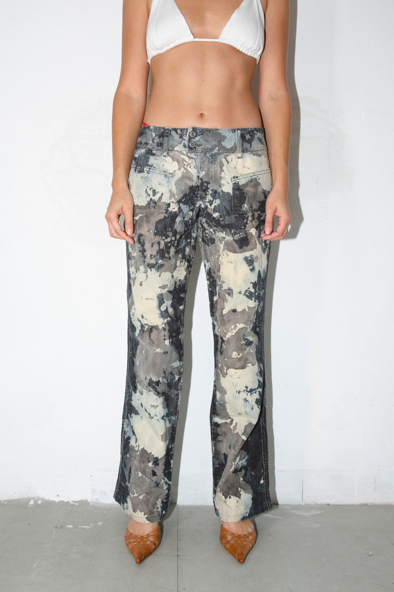 00s Diesel Bleached and Dyed Pants y2kウエスト約43cm