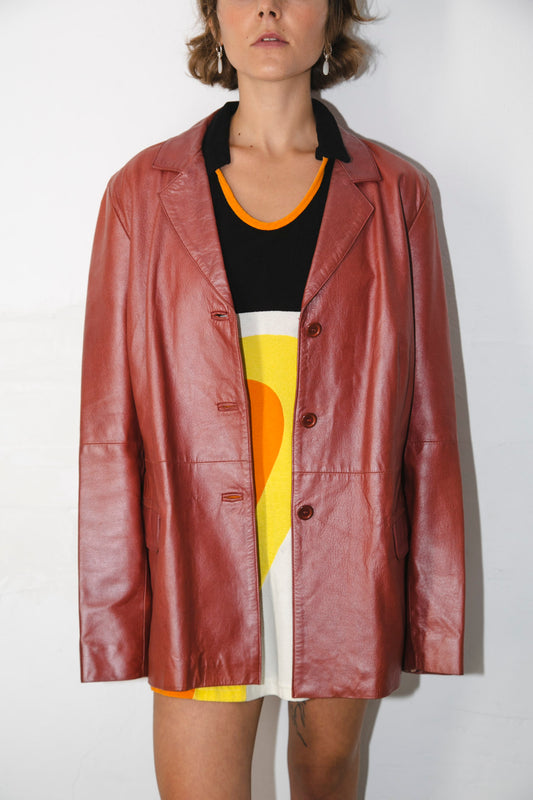 Cherry Metallic Leather Jacket