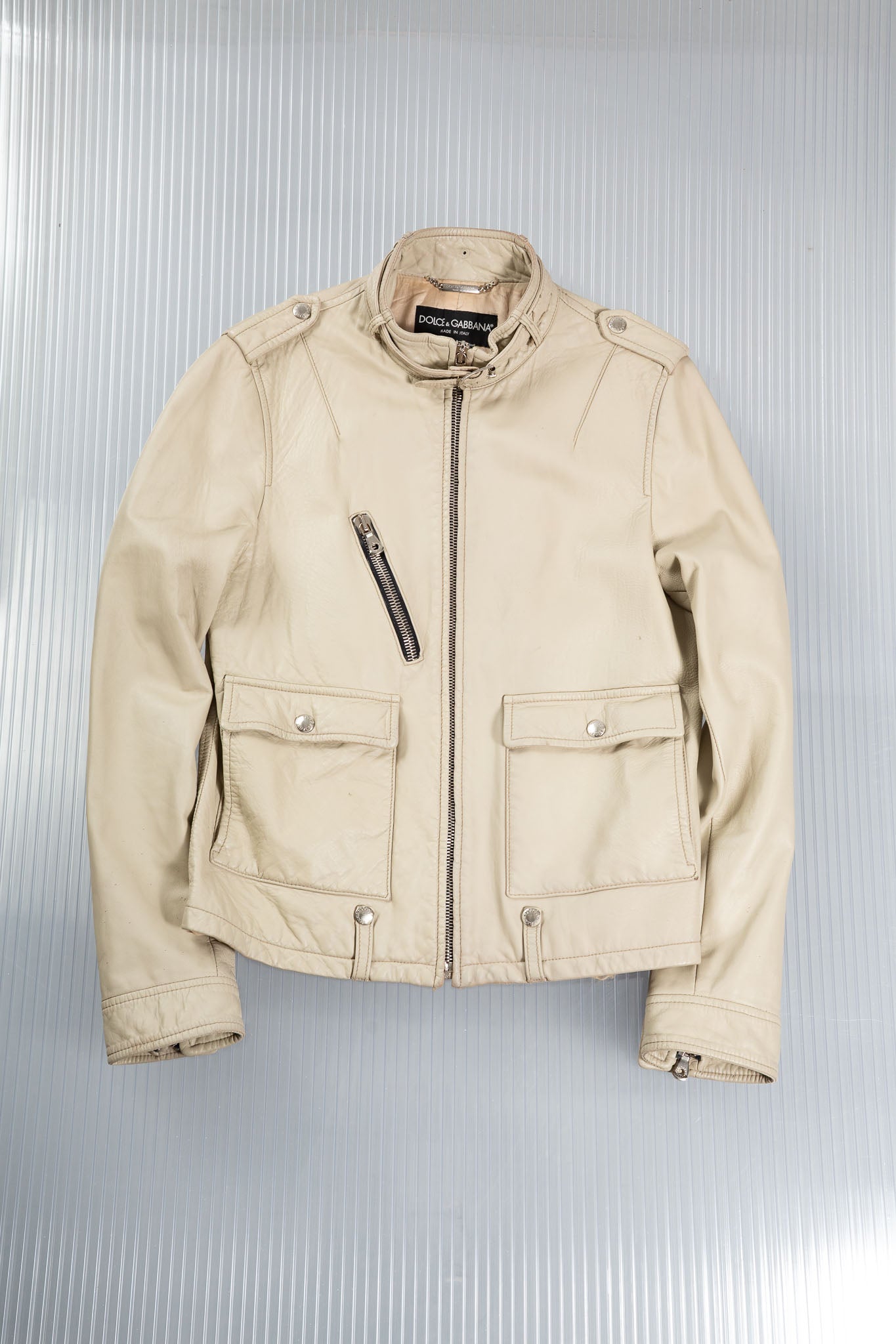 DOLCE & GABBANA SS2006 ZIPPED LEATHER BIKER JACKET