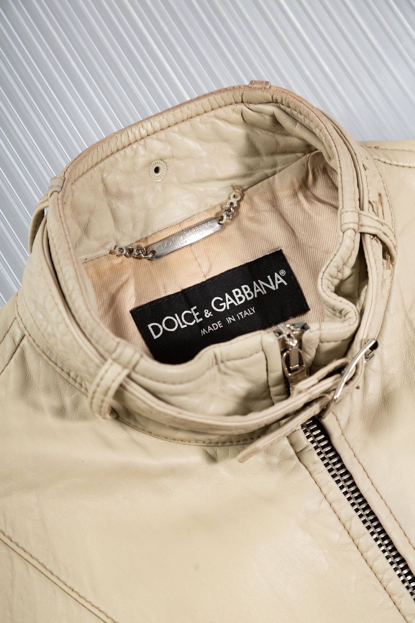DOLCE & GABBANA SS2006 ZIPPED LEATHER BIKER JACKET