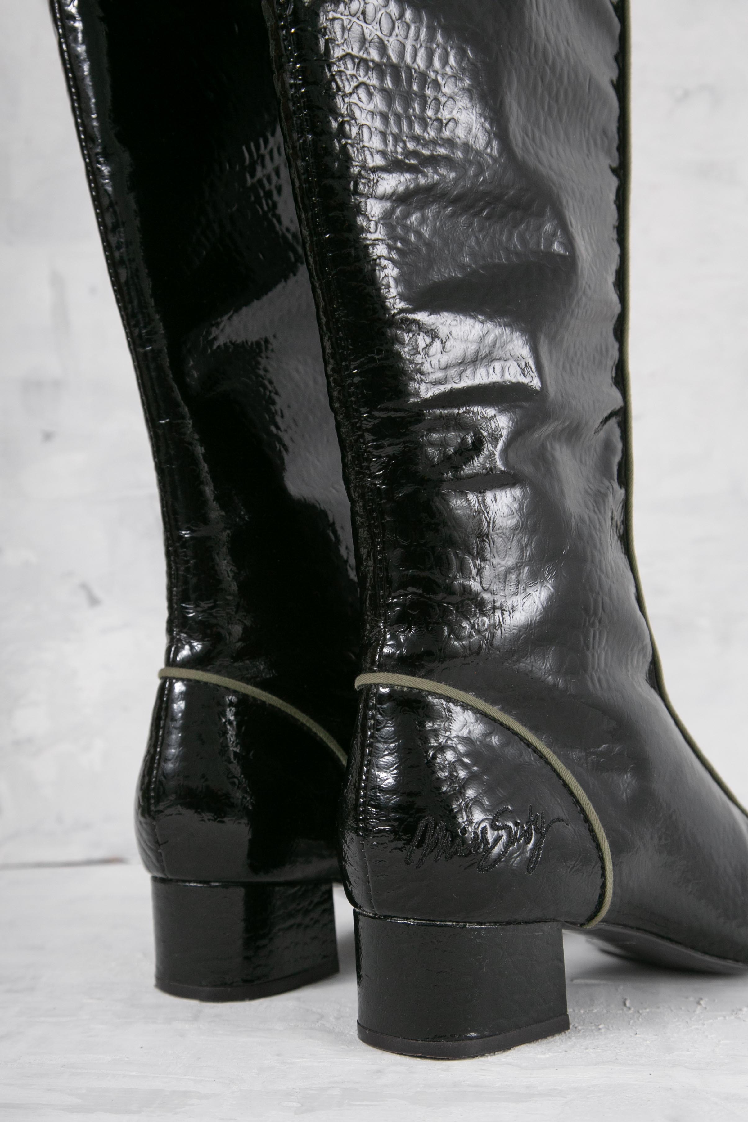 PATENT KNEE-HIGH BOOTS