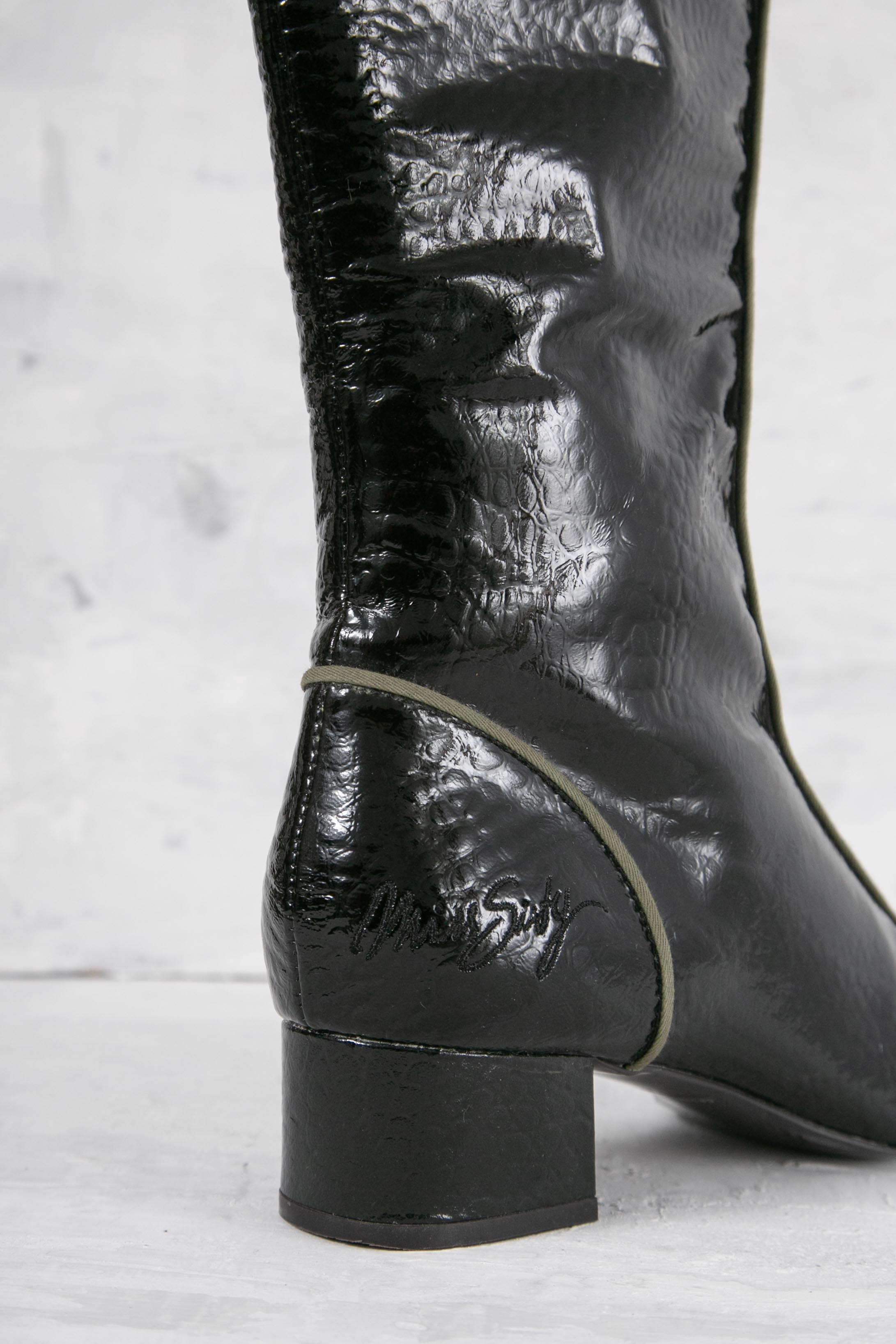 PATENT KNEE-HIGH BOOTS