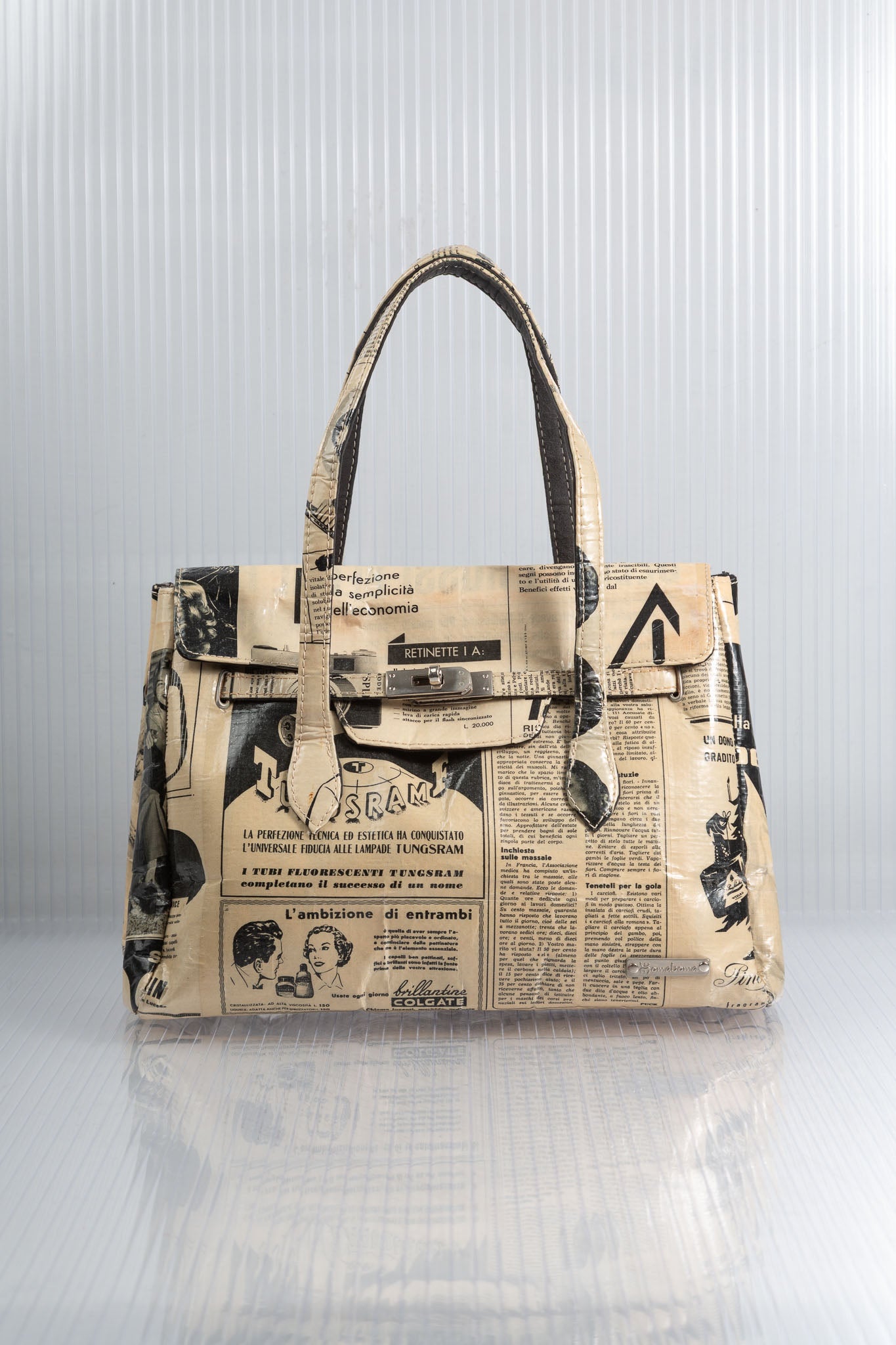NEWSPAPER FIRKIN HANDBAG