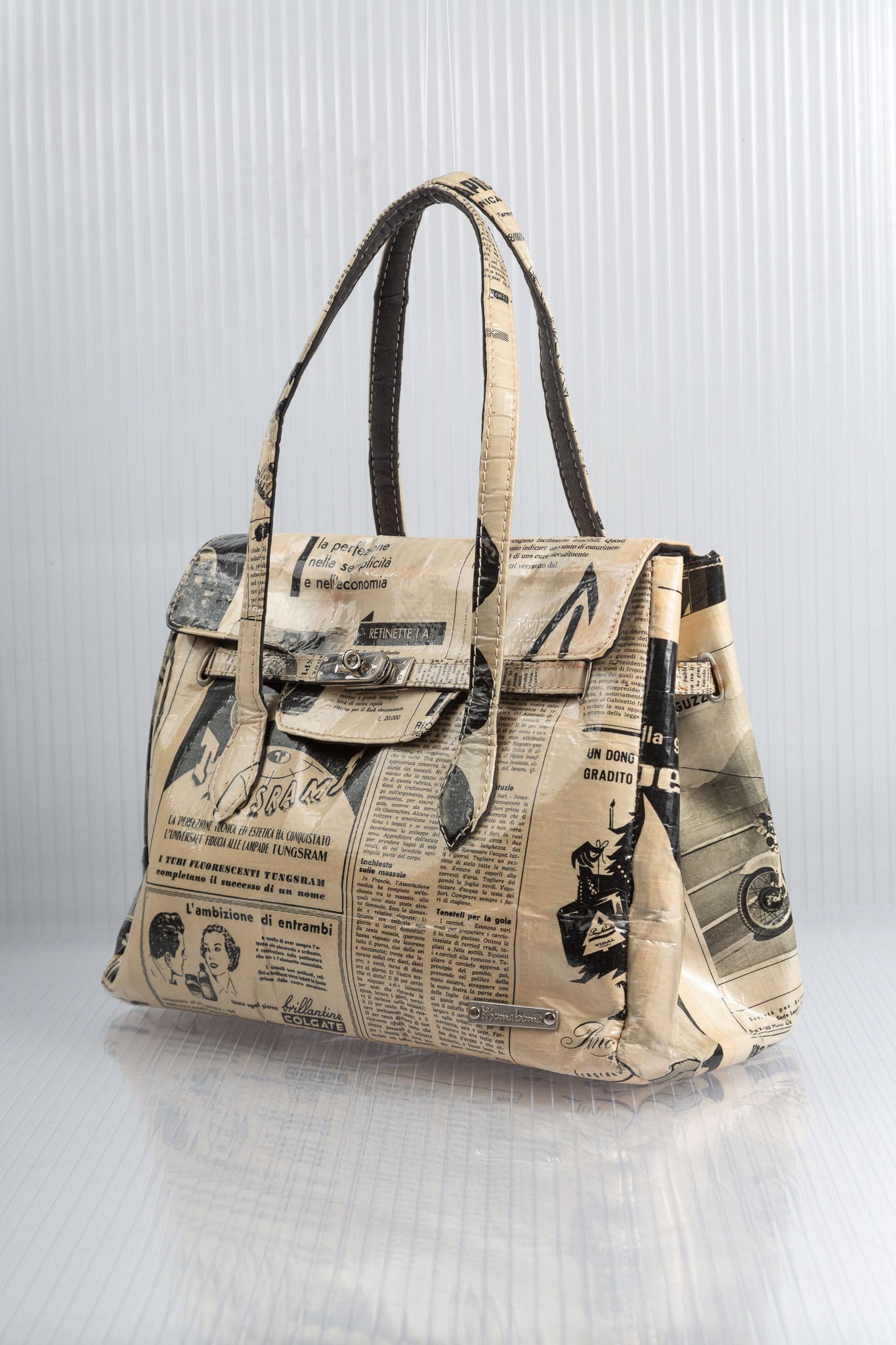 NEWSPAPER FIRKIN HANDBAG