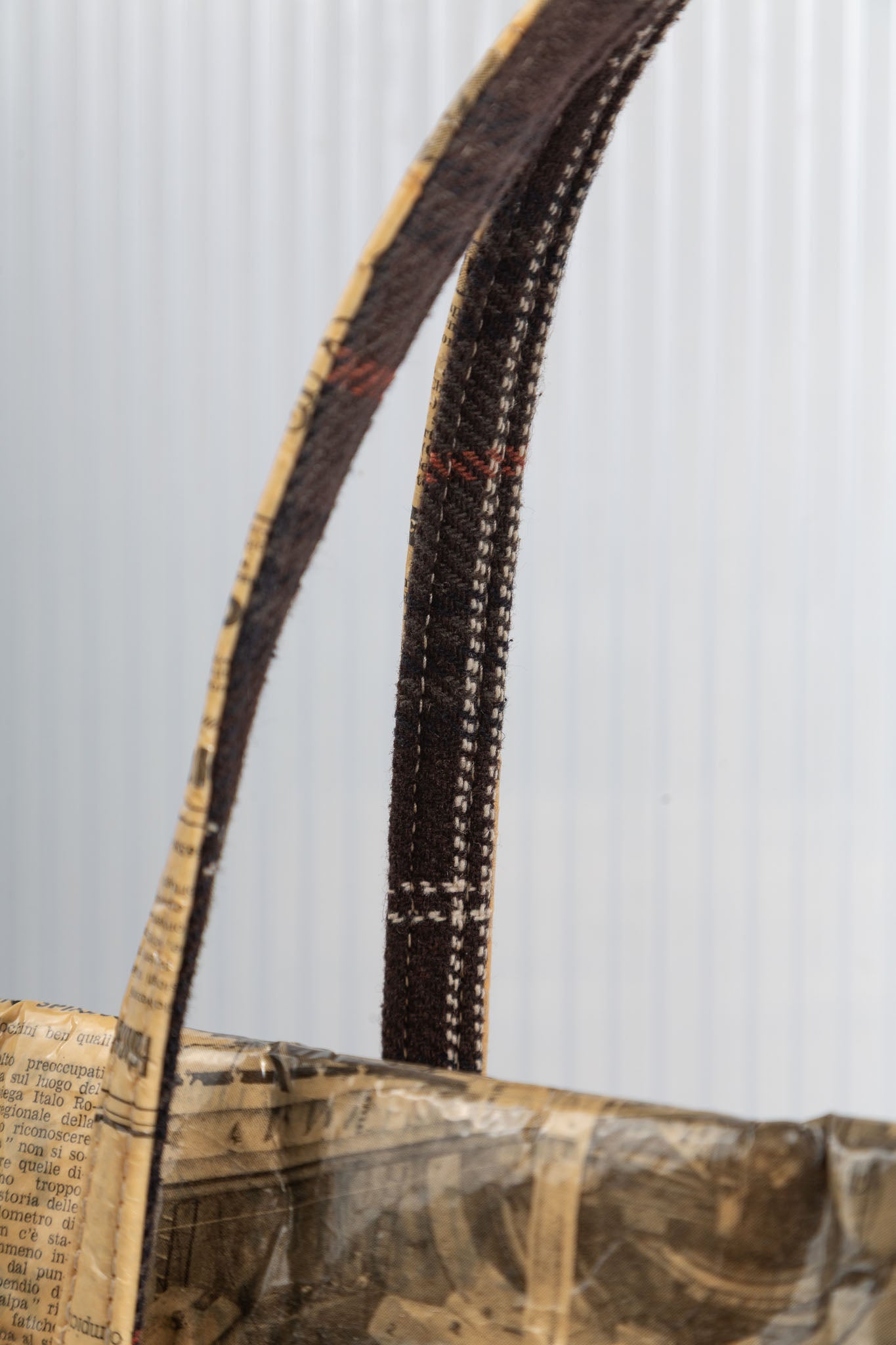 NEWSPAPER SEPIA FIRKIN HANDBAG
