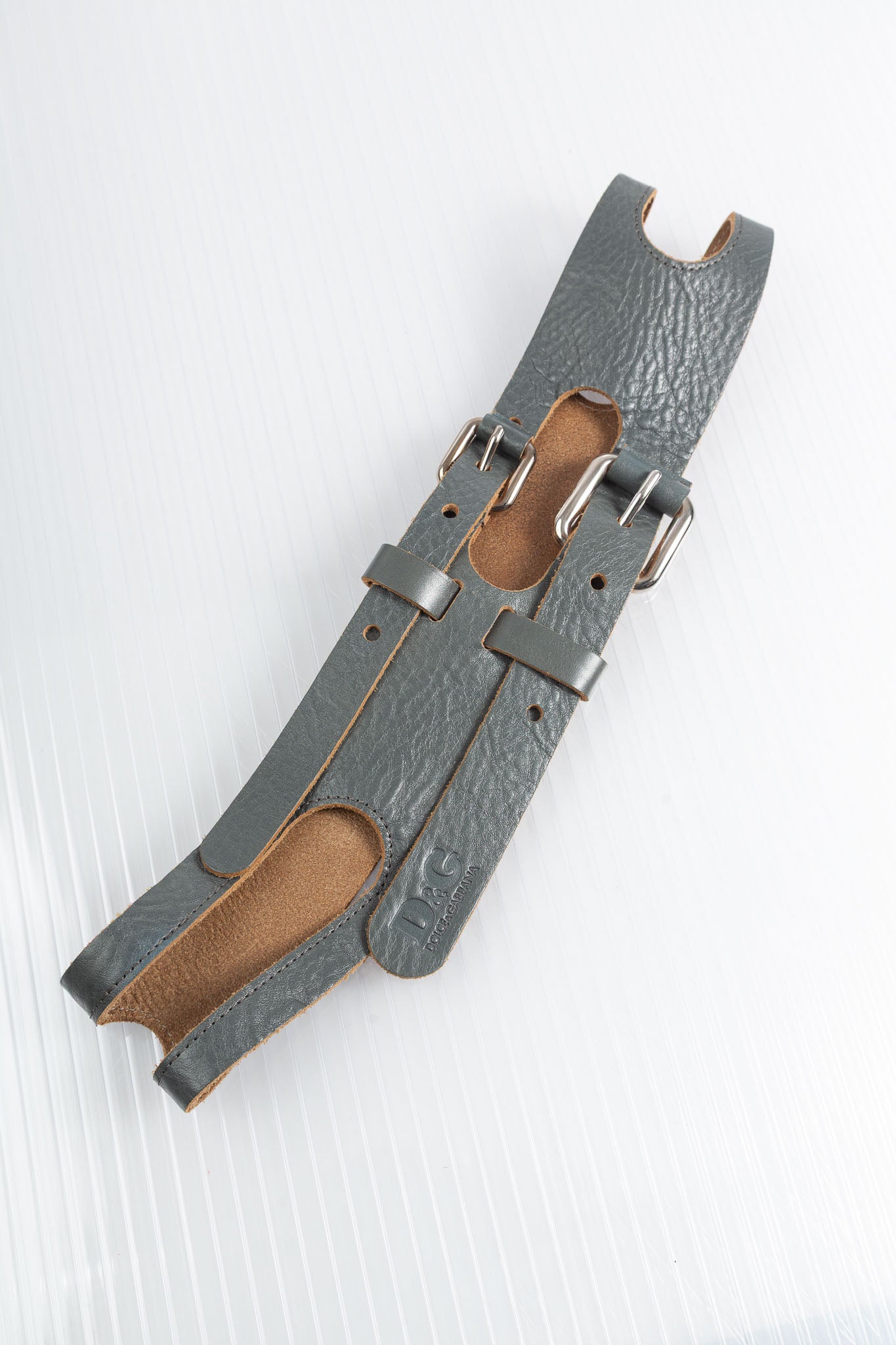DOLCE & GBBANA DOUBLE BUCKLE LEATHER BELT