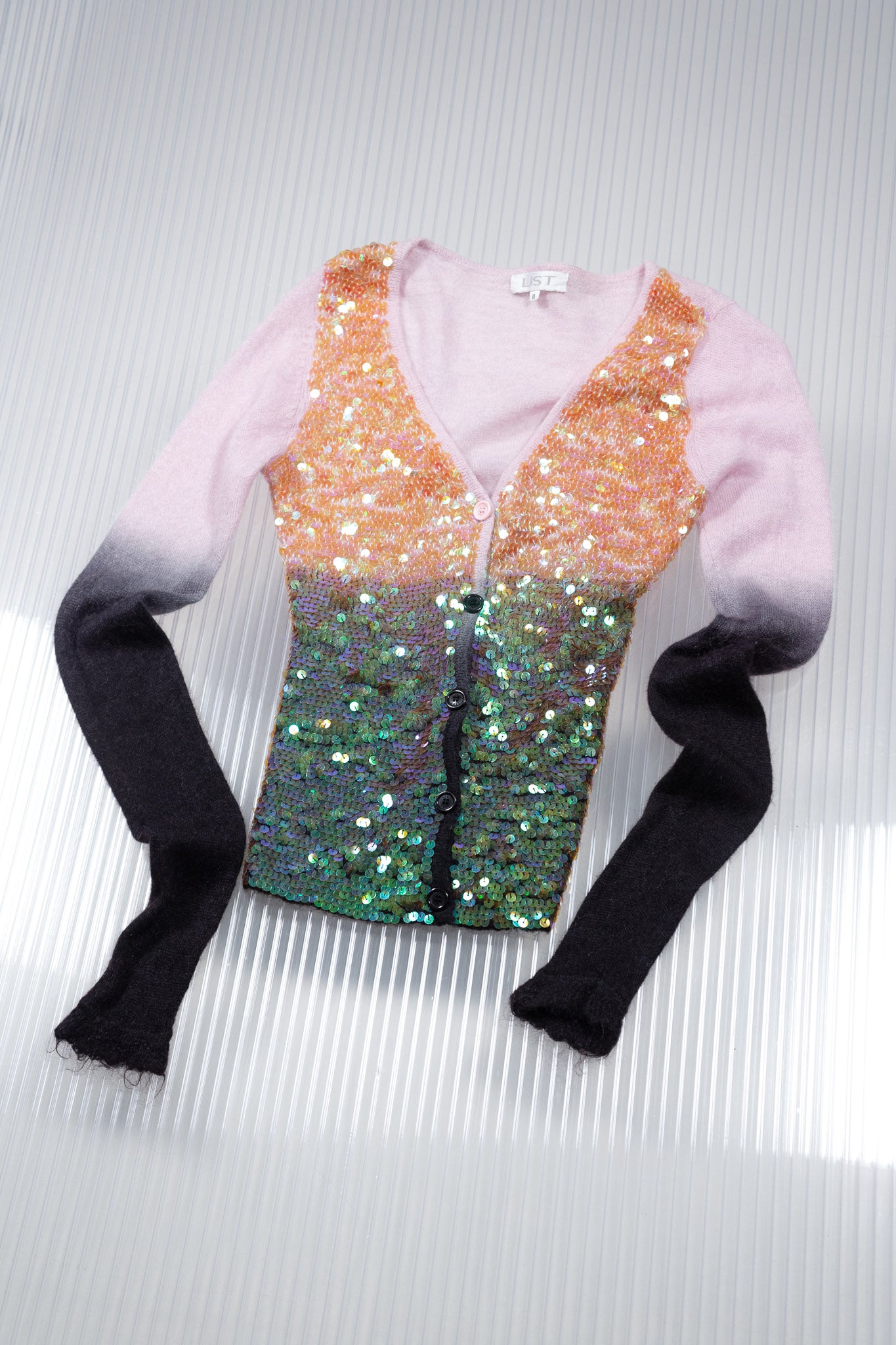 SEQUINED GRADIENT MOHAIR CARDIGAN