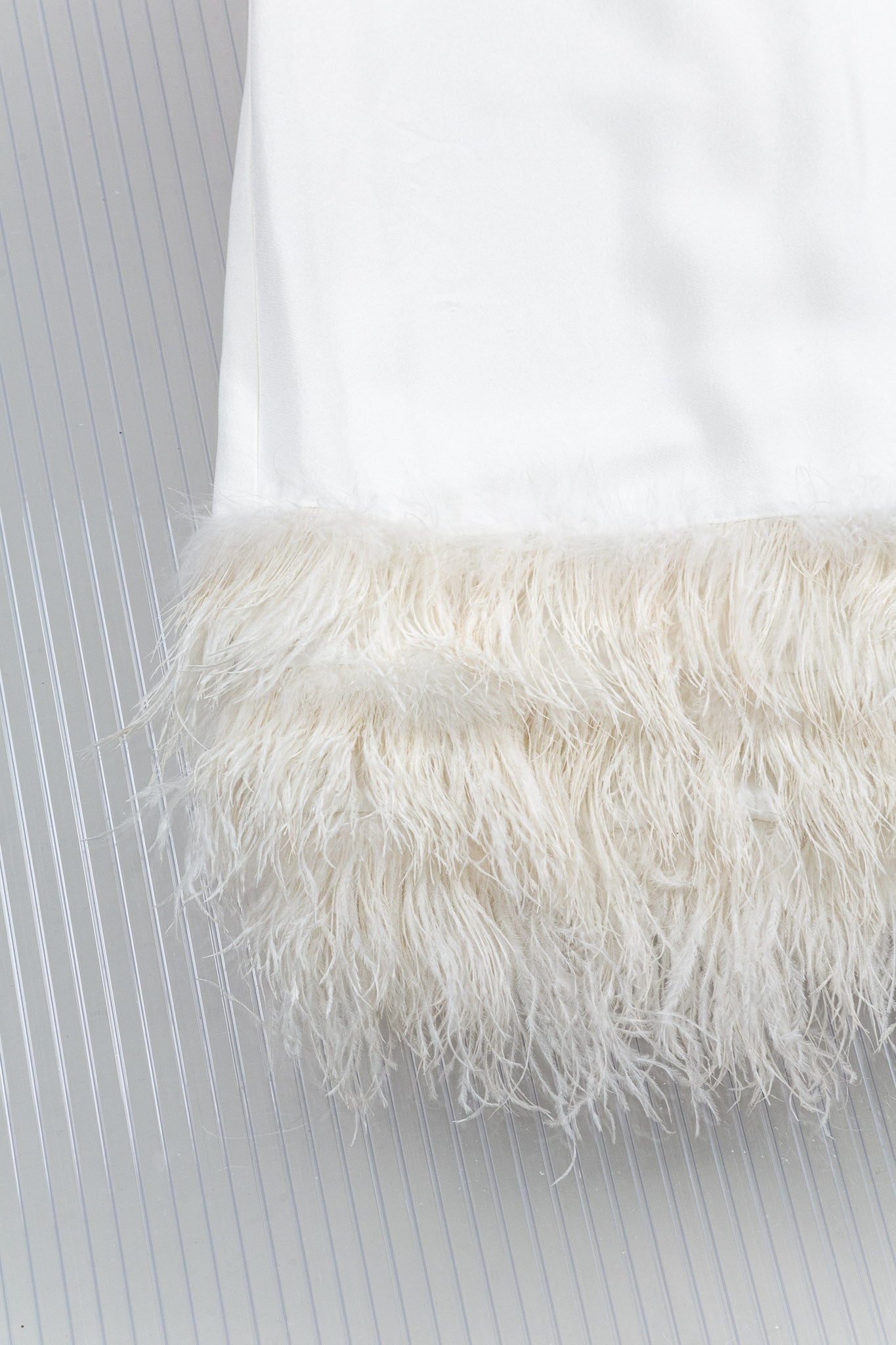 WHITE TRIM FEATHERS DRESS