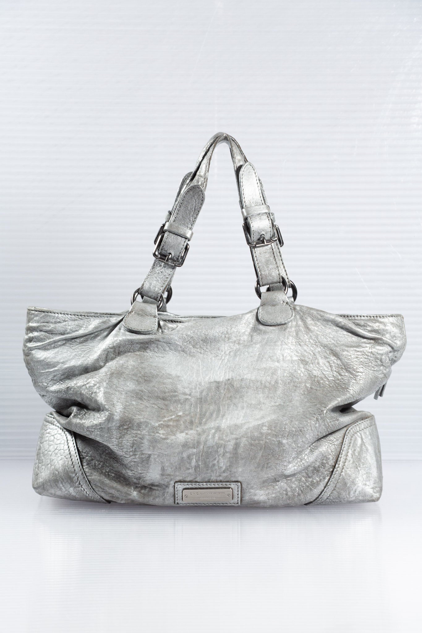 C'N'C' SLOUCHY SILVER LEATHER BAG
