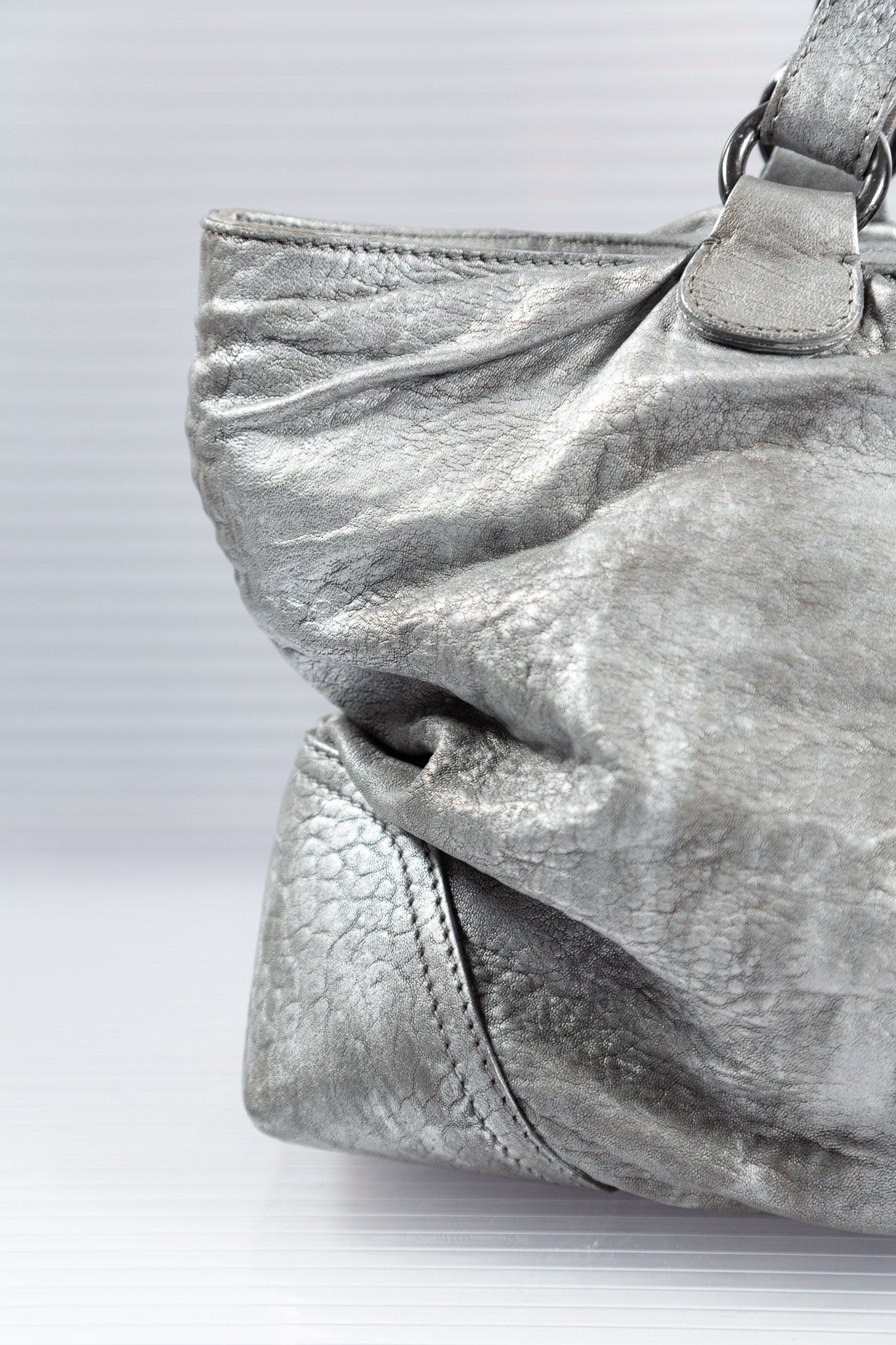 C'N'C' SLOUCHY SILVER LEATHER BAG