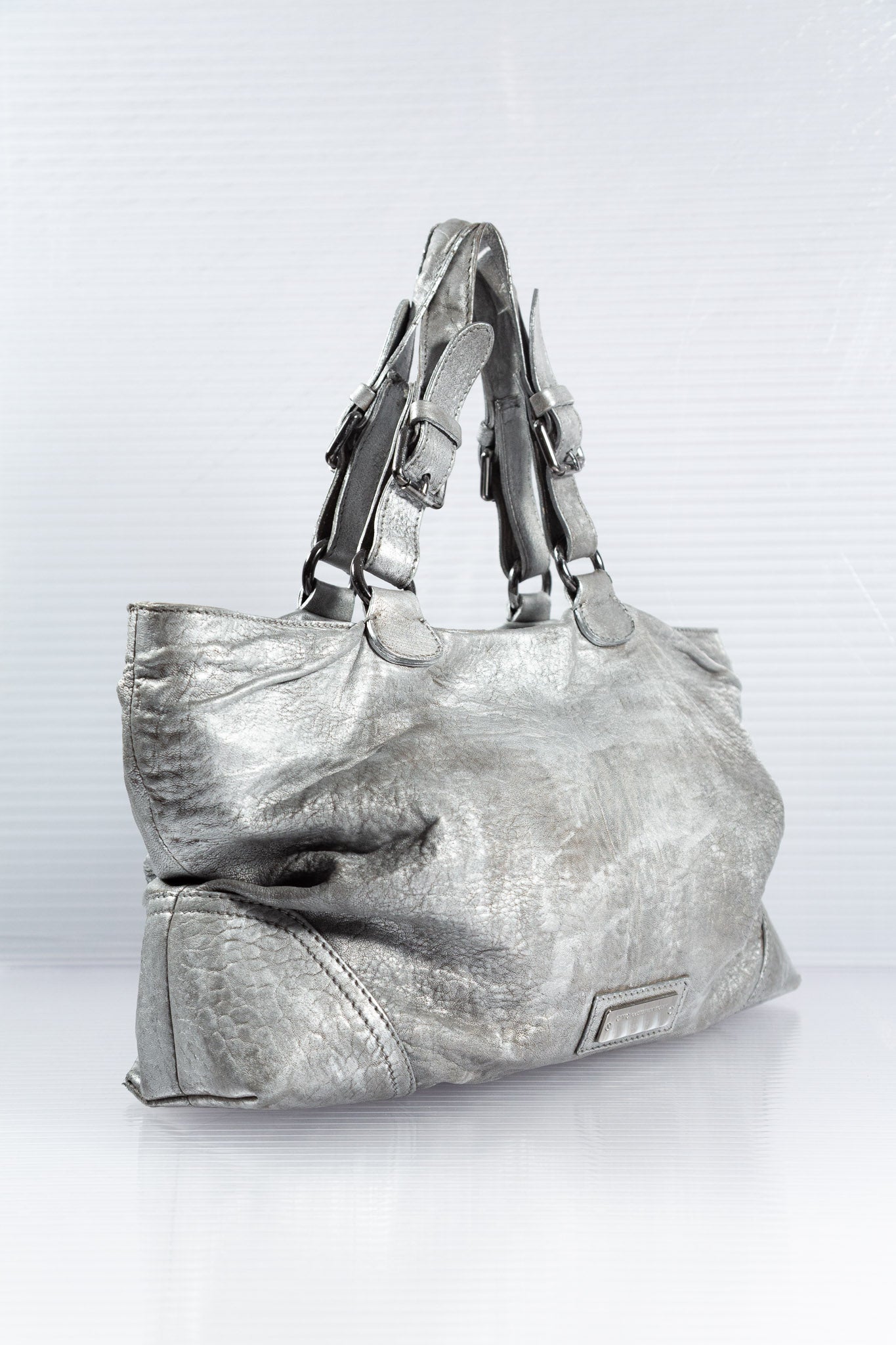 C'N'C' SLOUCHY SILVER LEATHER BAG