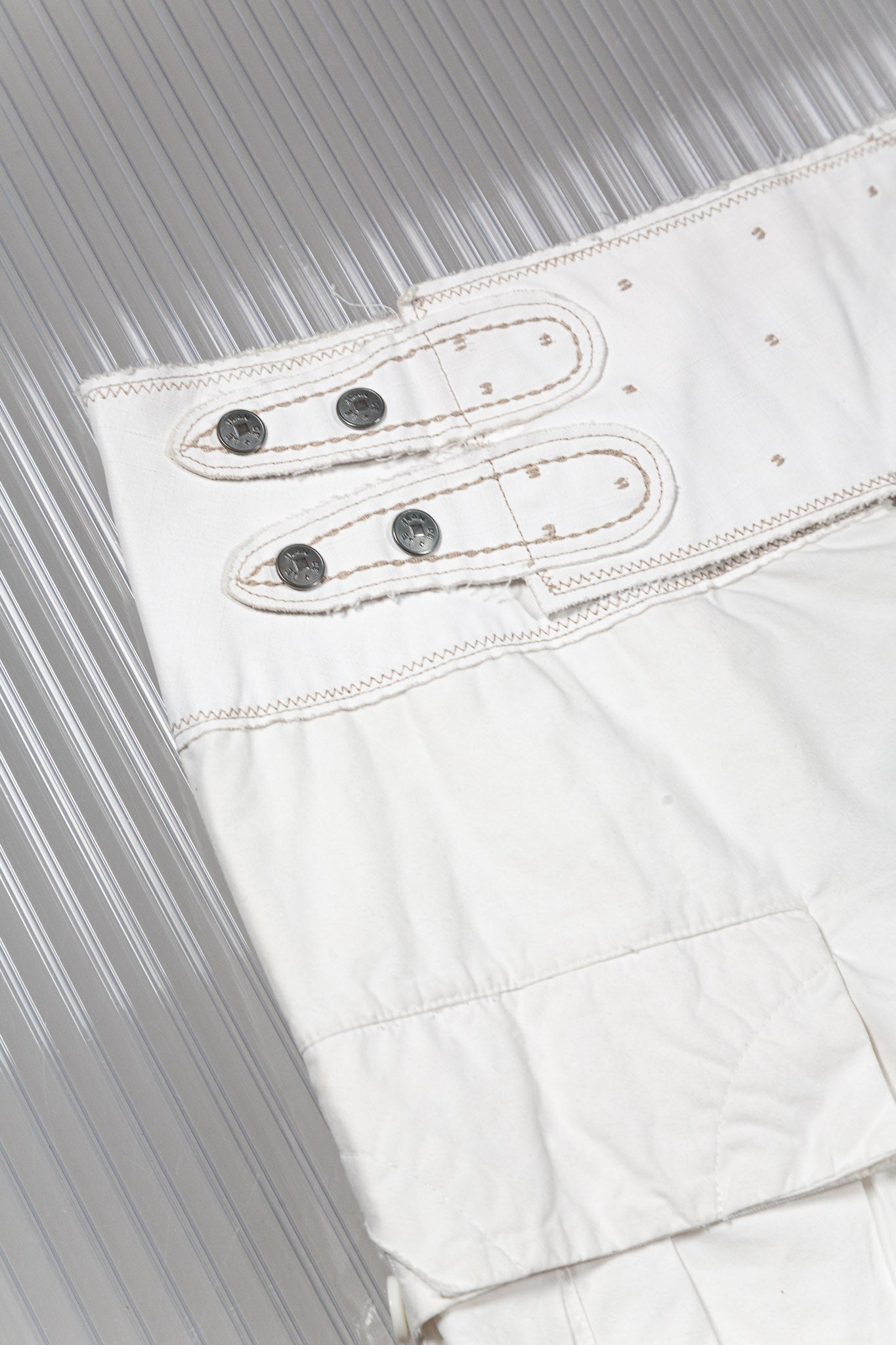 M+FG WHITE PUFFED PARACHUTE PANTS