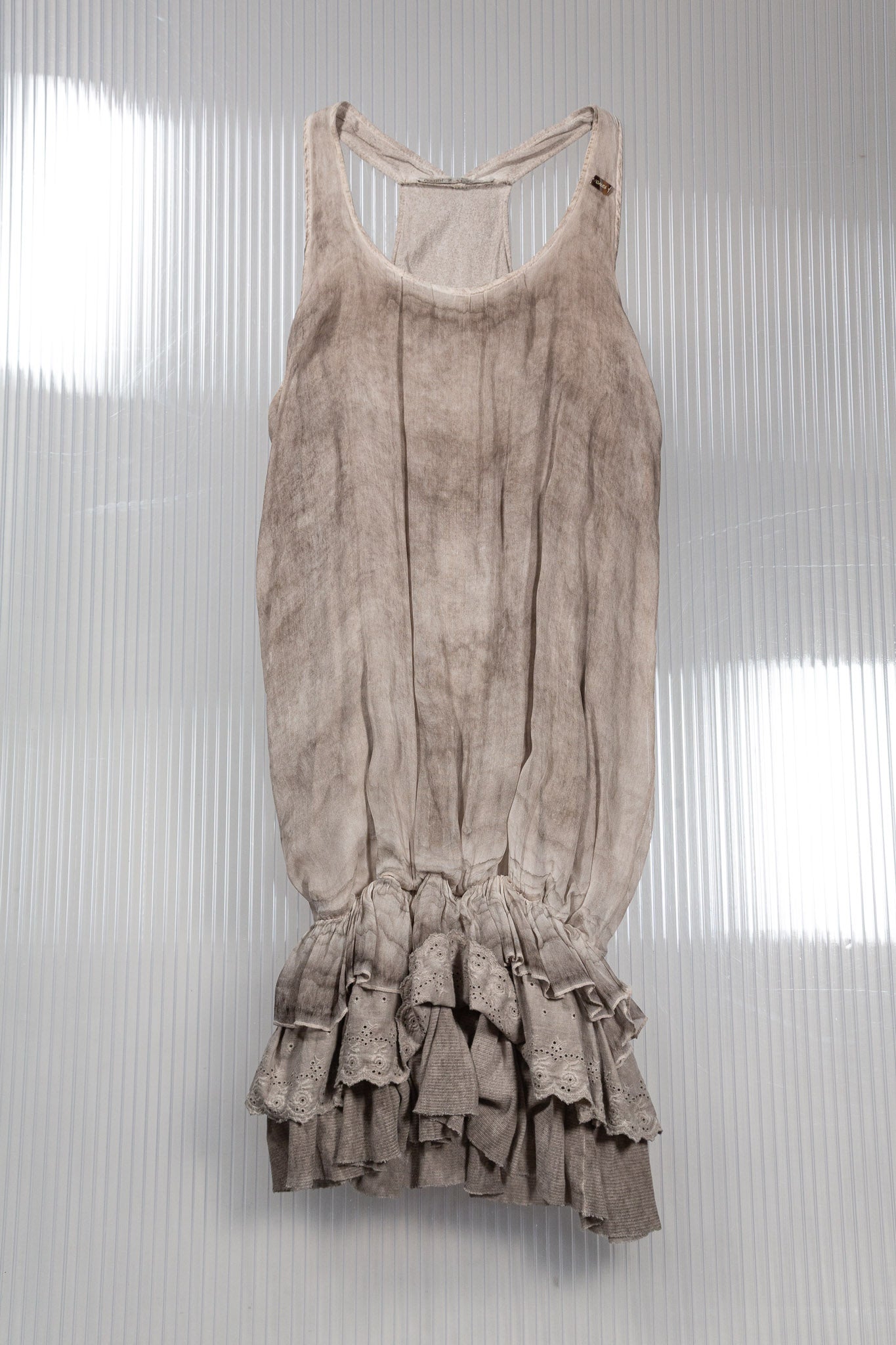 DRAPED LAYERED SILK DRESS