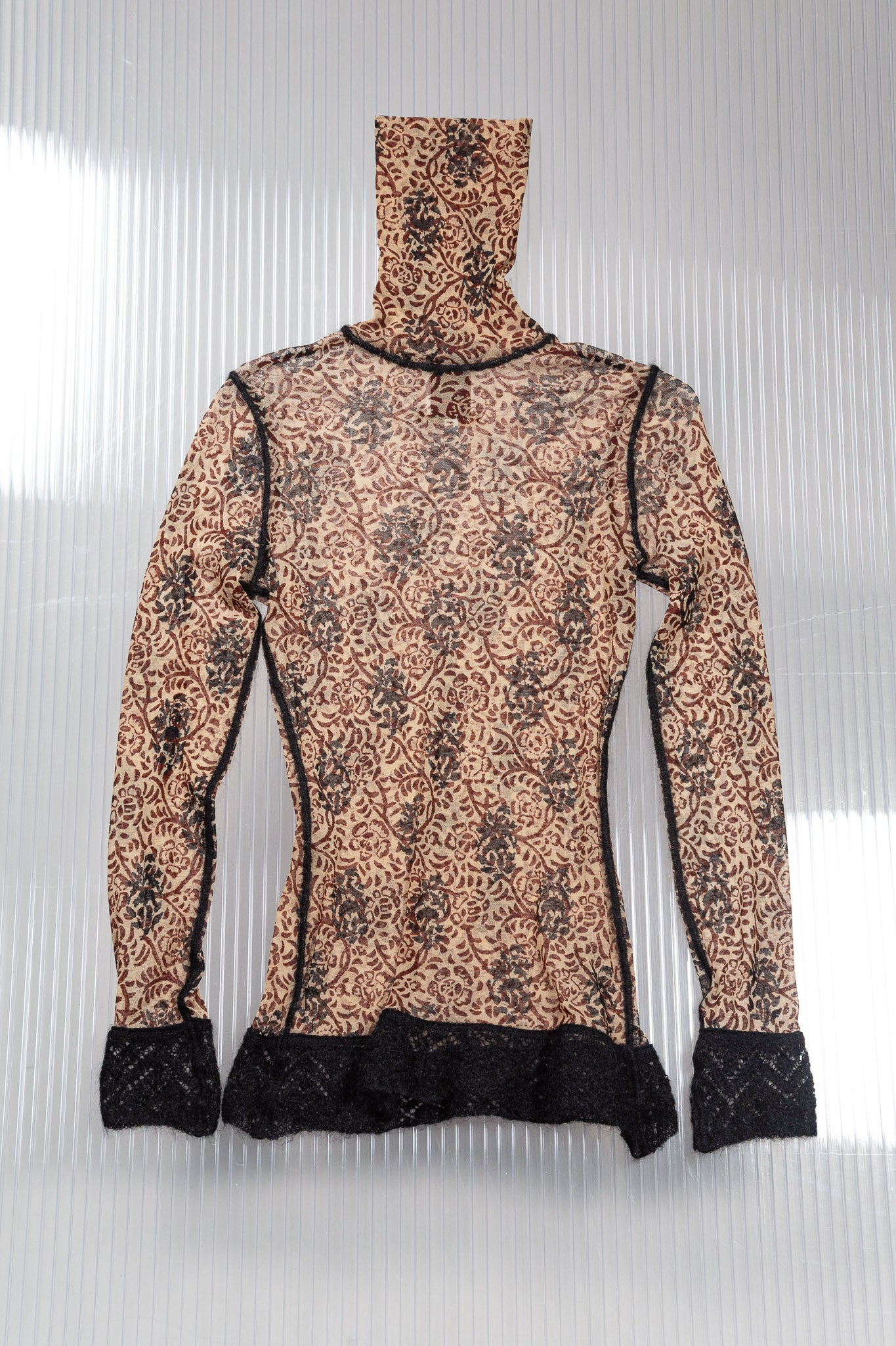 JEAN PAUL GUALTIER FLORAL PATTERN MESH TOP