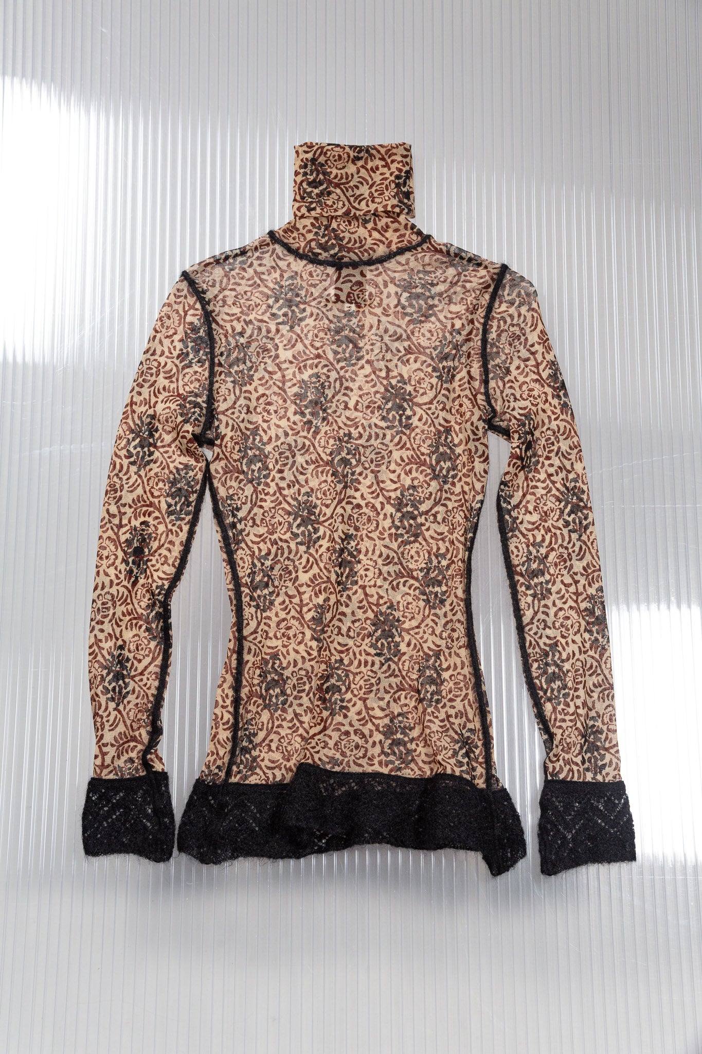 JEAN PAUL GUALTIER FLORAL PATTERN MESH TOP