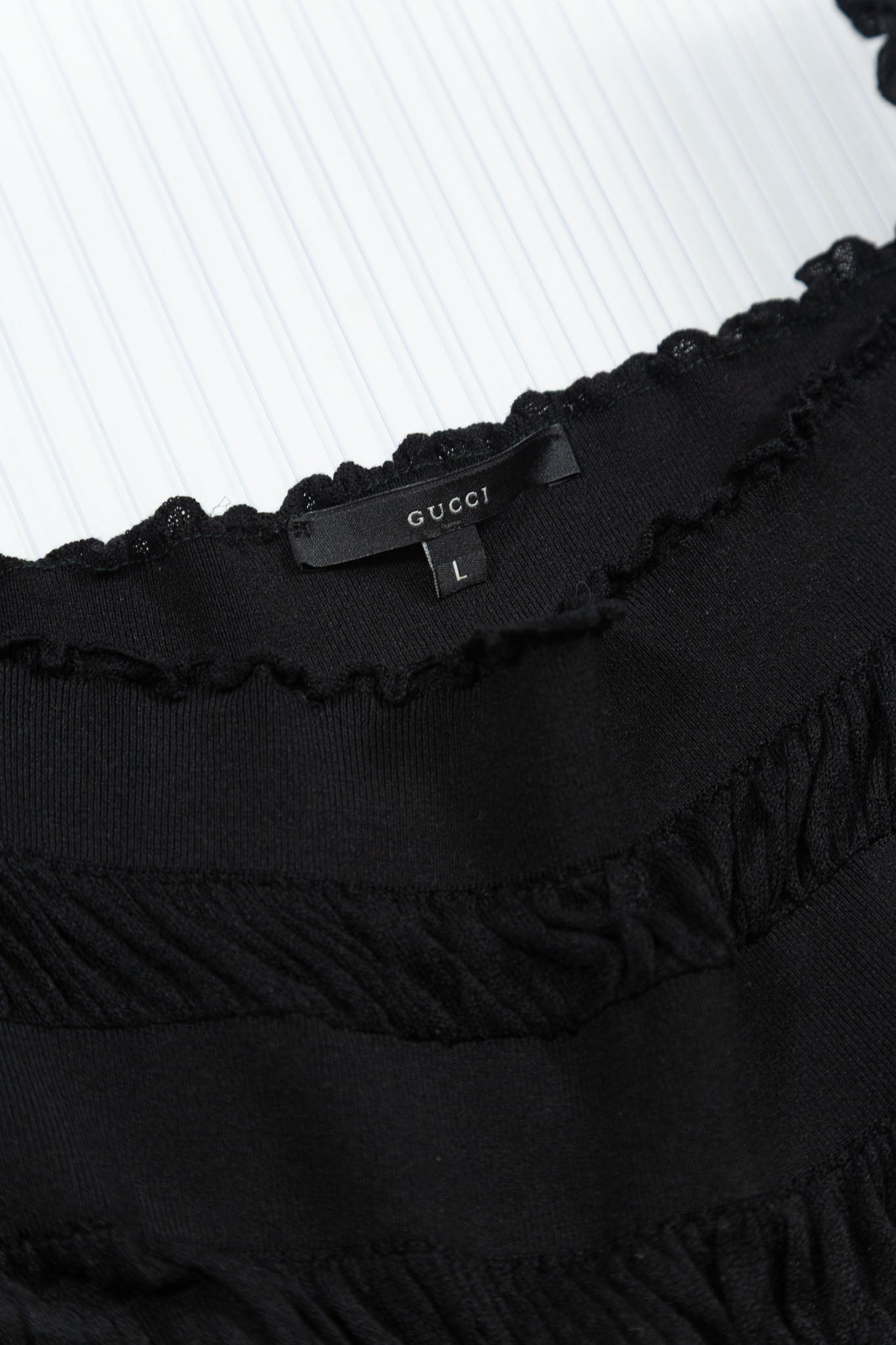 GUCCI TOM FORD BLACK SILK RUFFLED CAMISOLE