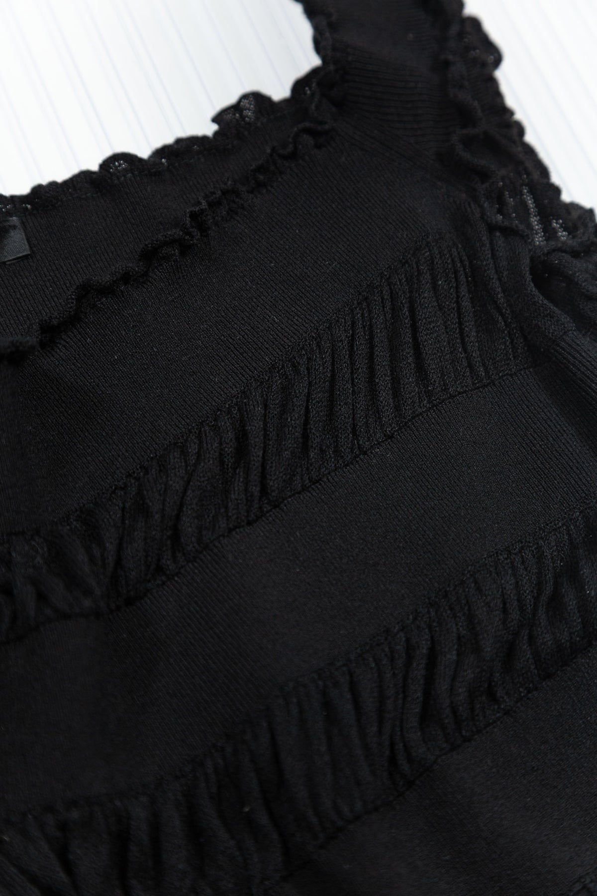 GUCCI TOM FORD BLACK SILK RUFFLED CAMISOLE