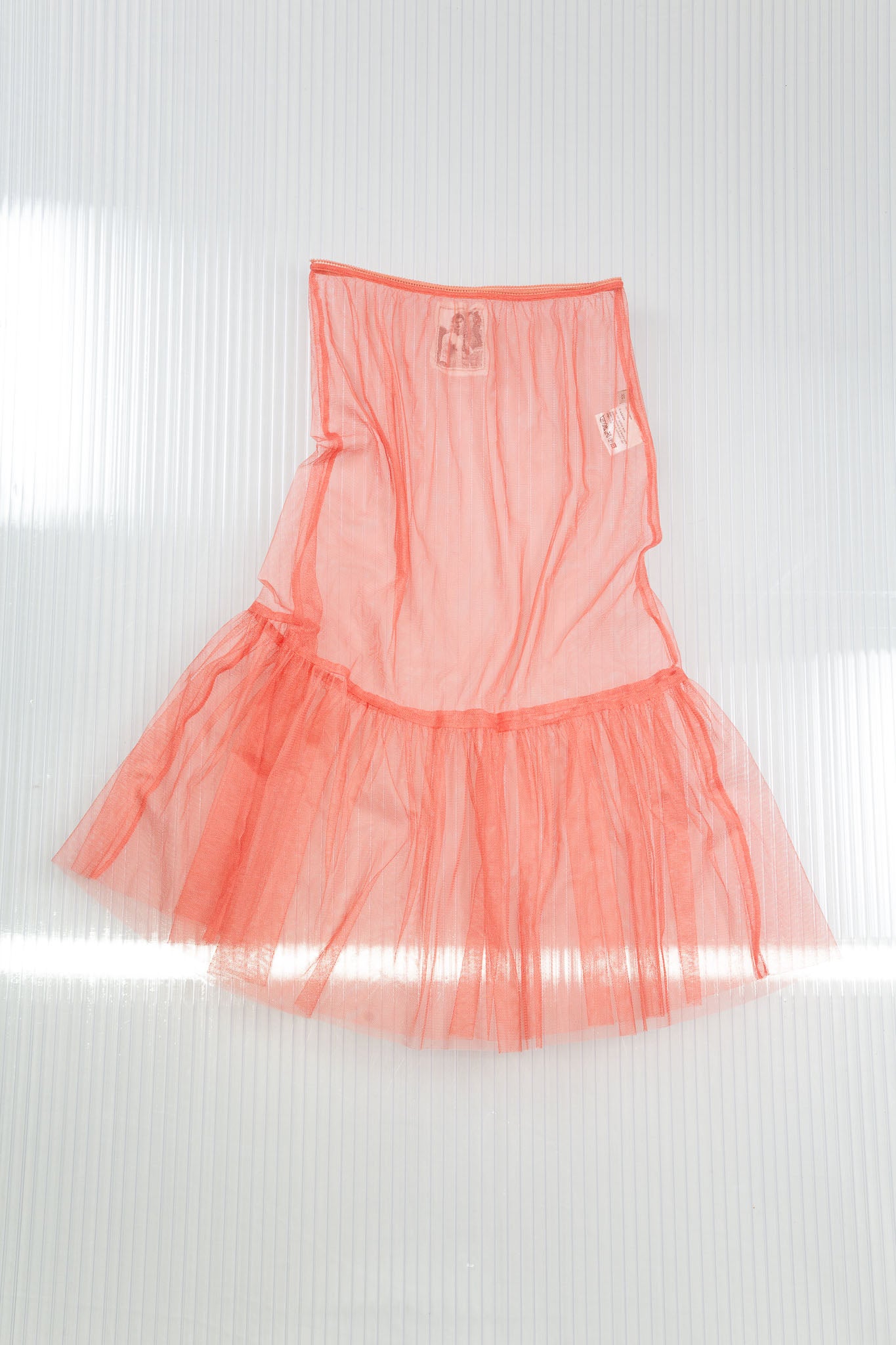 CORAL SHEER MESH DROP WAIST SKIRT