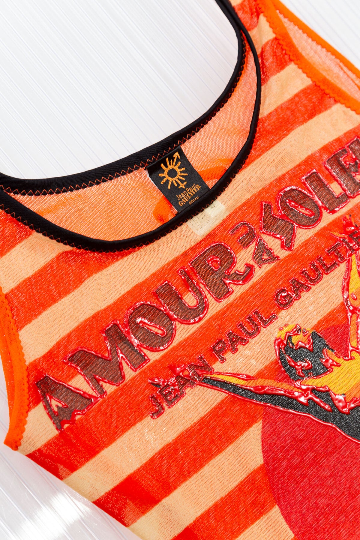 JEAN PAUL GAULTIER SHEER 'AMOUR AU SOLEIL' MESH TANK TOP