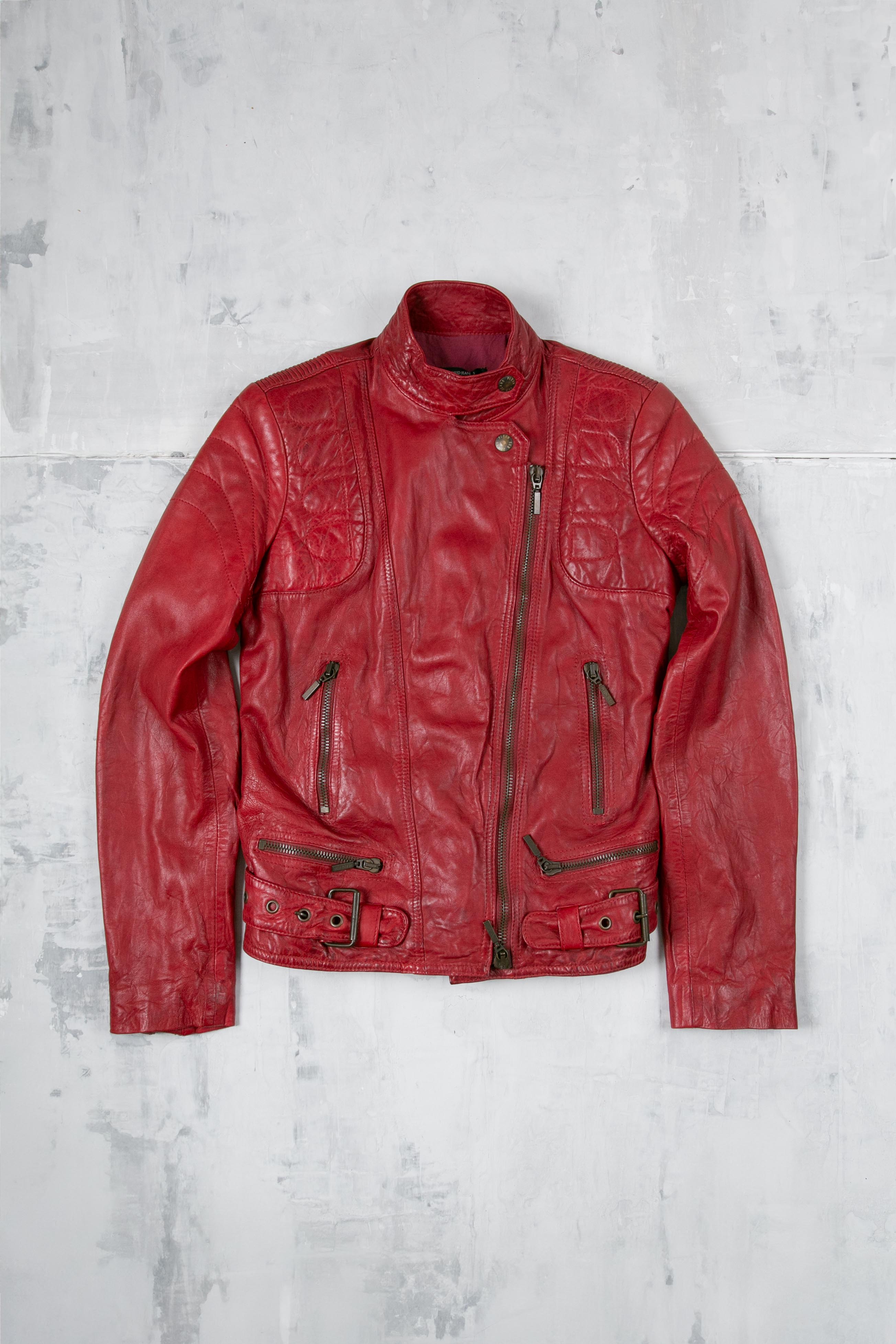 RED ZIPPERS LEATHER JACKET