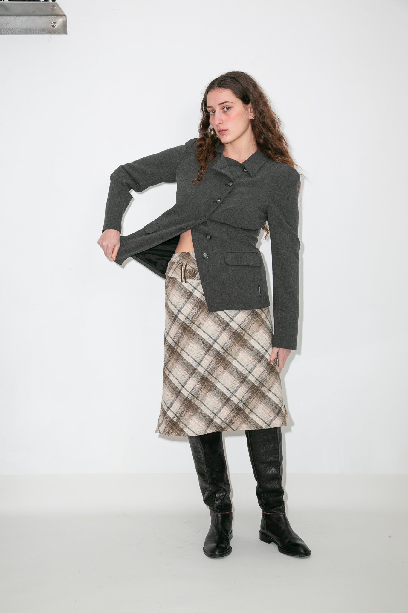 Max Mara Pink\Green Plaid Skirt