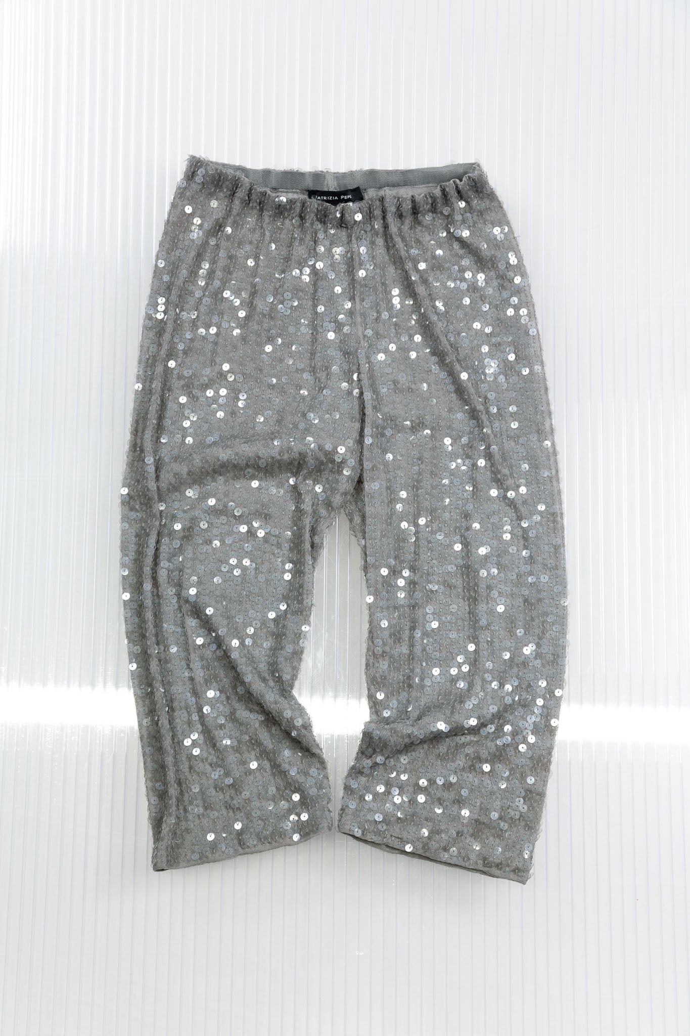 CHARCOAL SEQUIN CROPPED SHORTS