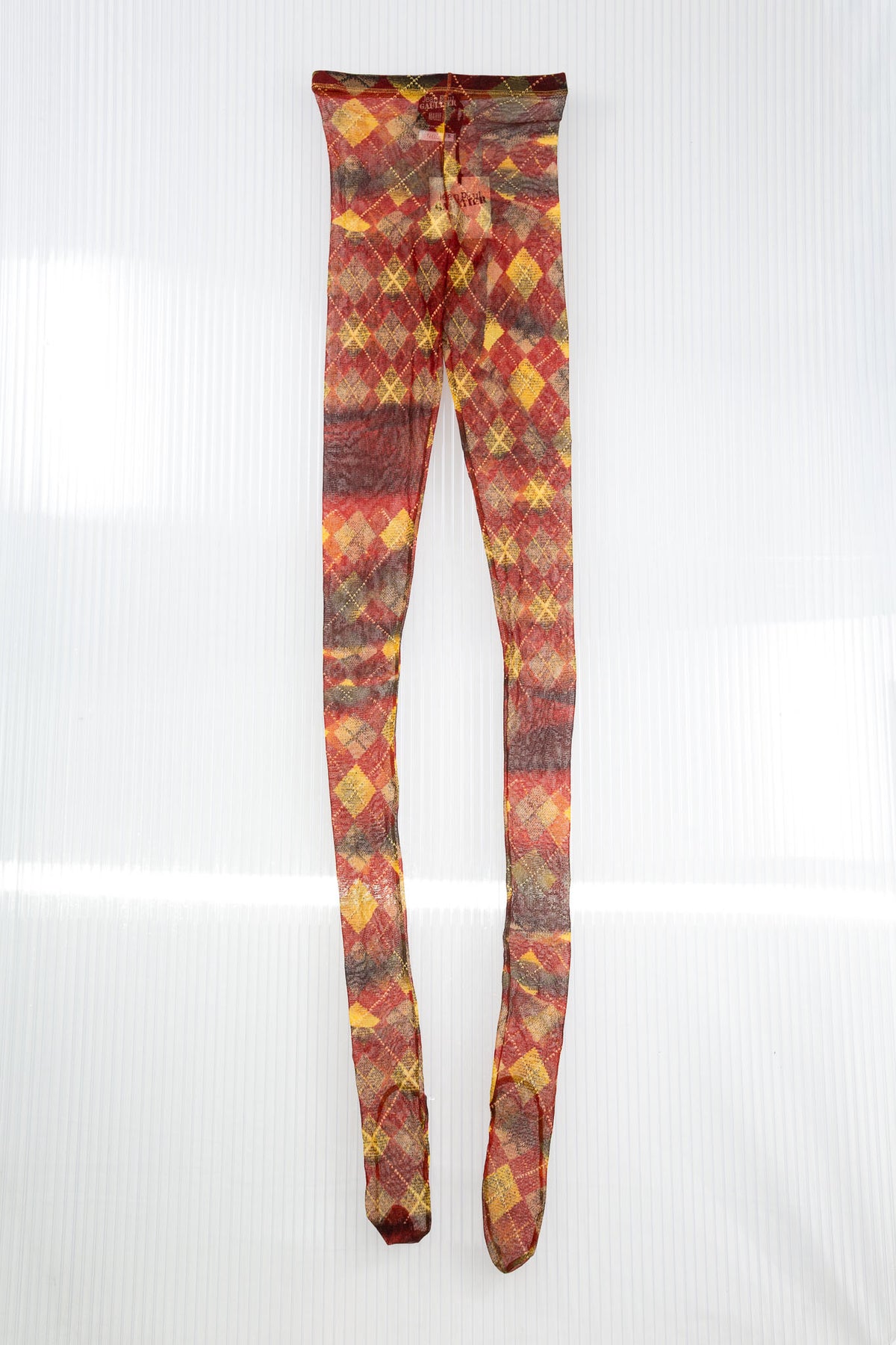 JEAN PAUL GAULTIER BURGUNDY ARGYLE PRINT SHEER TIGHTS