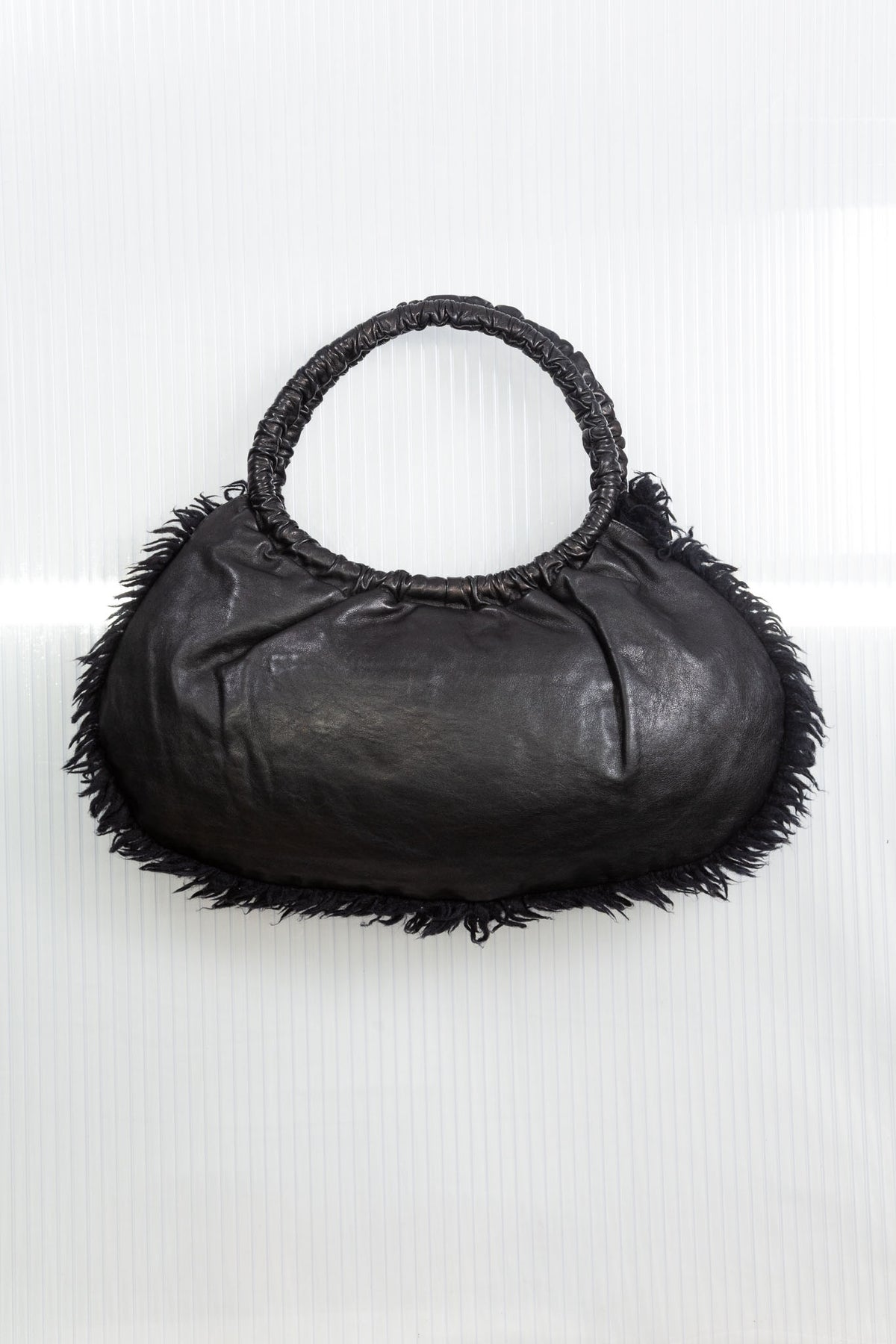 MOSCHINO BLACK STUDDED LEATHER SHOULDER BAG