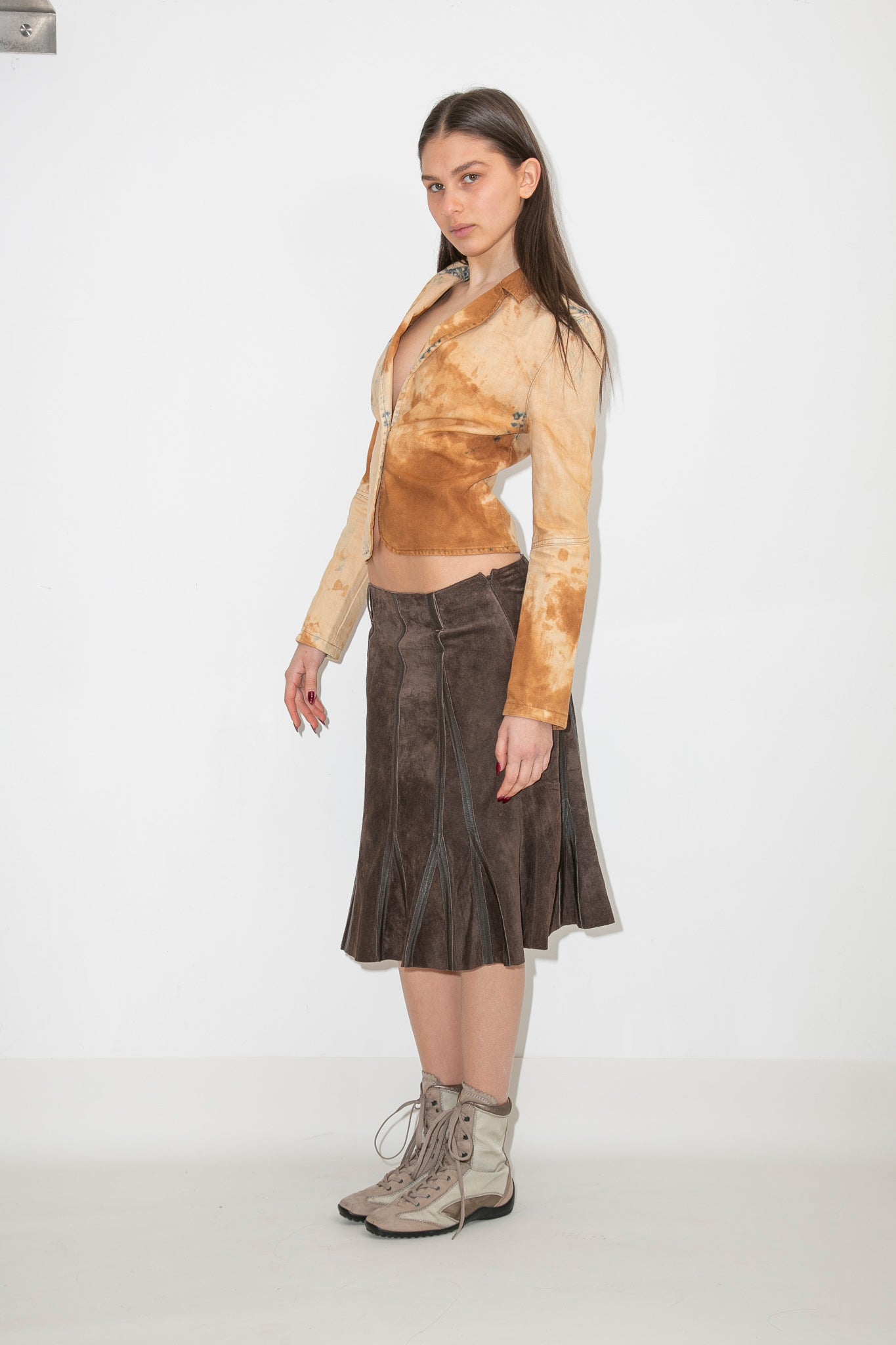 Italian Brown Leather Skirt