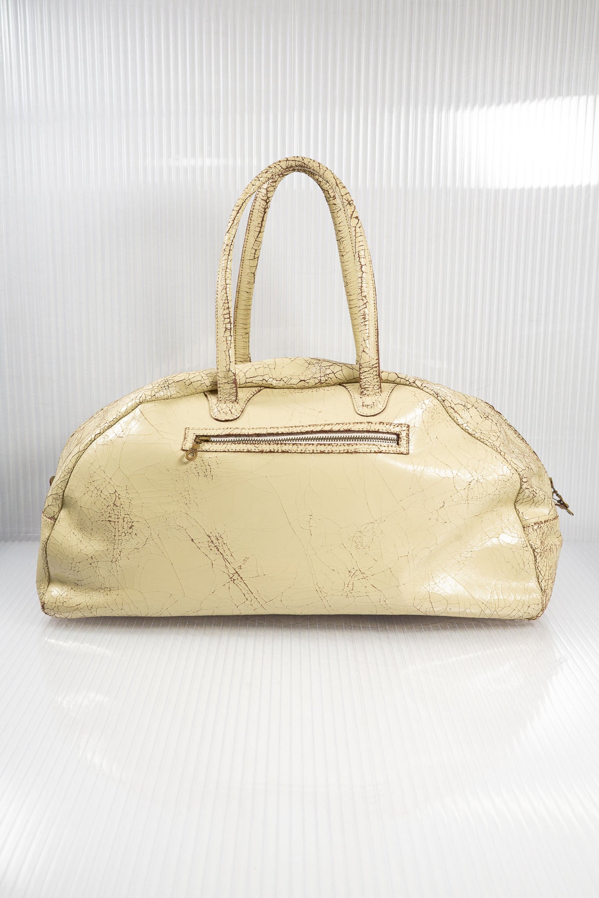 CREAM CRACKED LEATHER BAG